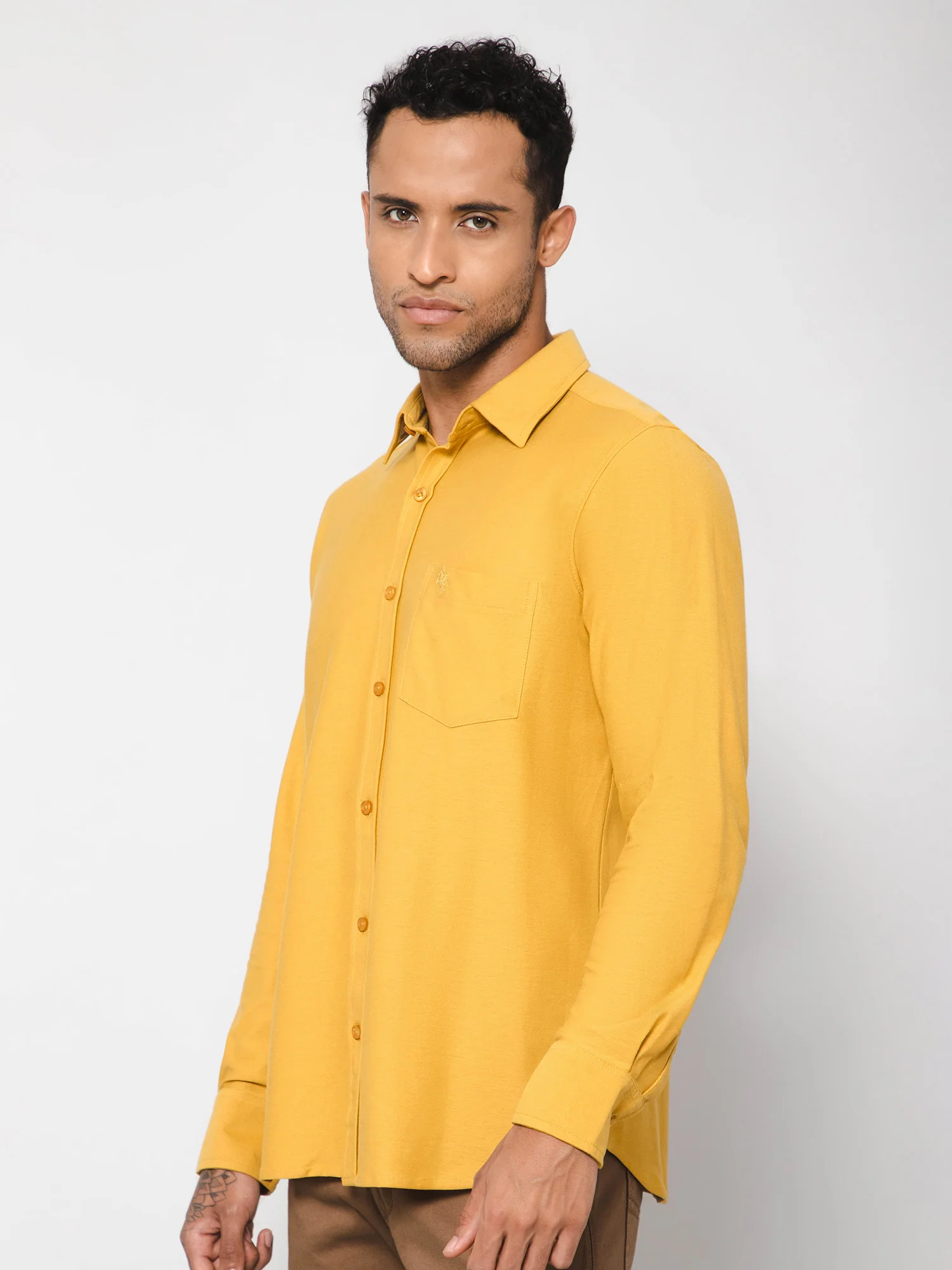 Casual Shirt for Men | Breathable & Soft with Color Fastness Regular Fit Spread Collar Neck Poly Cotton Fabric Solid Pattern - Image 3
