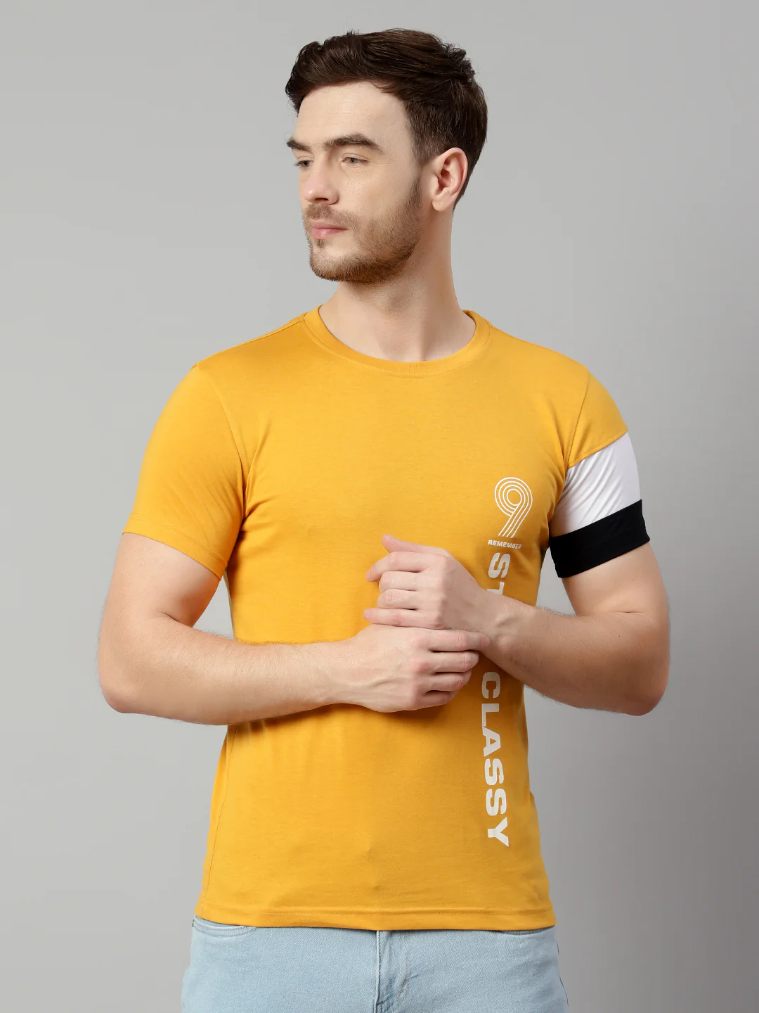 T-Shirt for Men | Breathable & Soft with Color Fastness Regular Fit Round Neck Poly Cotton Fabric Printed Pattern - Image 2