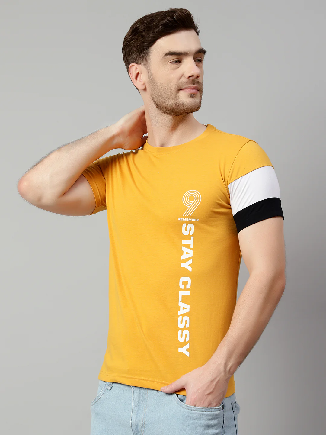 T-Shirt for Men | Breathable & Soft with Color Fastness Regular Fit Round Neck Poly Cotton Fabric Printed Pattern - Image 4