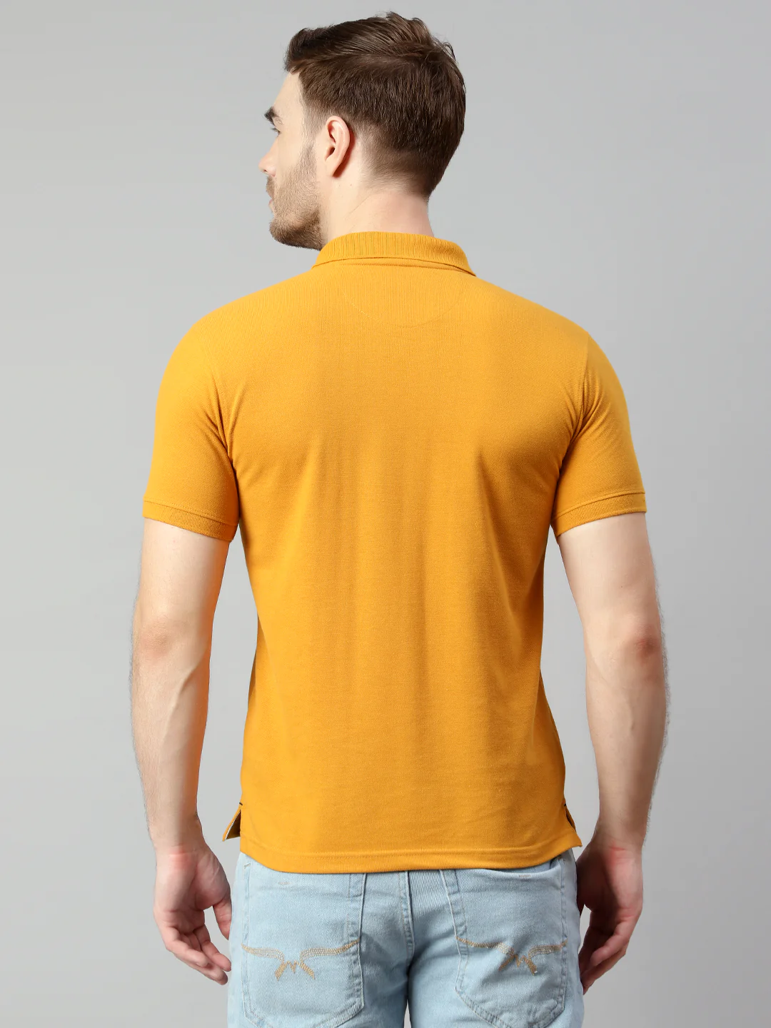 T-Shirt for Men | Breathable & Soft with Color Fastness Regular Fit Polo Neck Poly Cotton Fabric Solid Pattern - Image 2