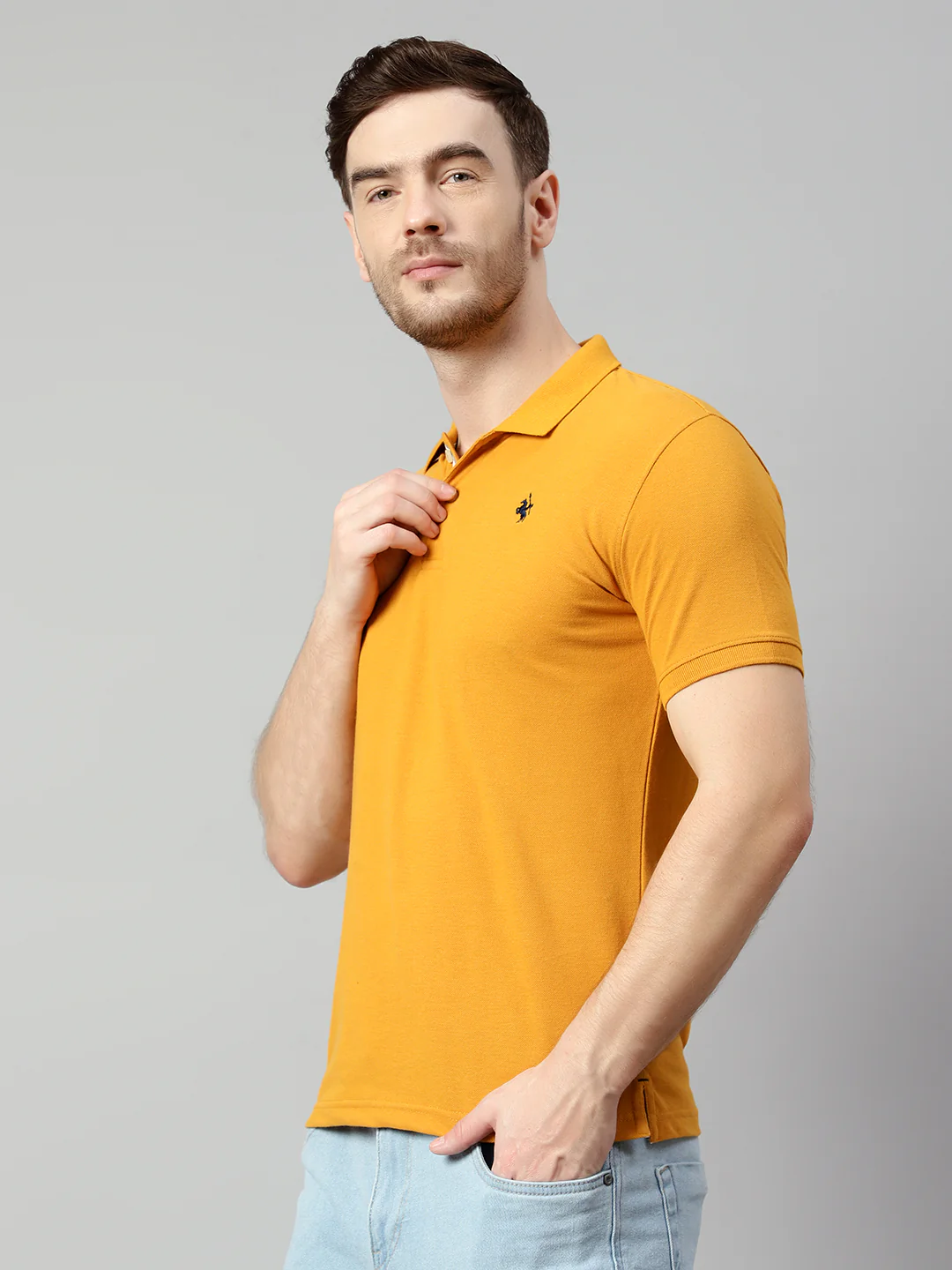 T-Shirt for Men | Breathable & Soft with Color Fastness Regular Fit Polo Neck Poly Cotton Fabric Solid Pattern - Image 3