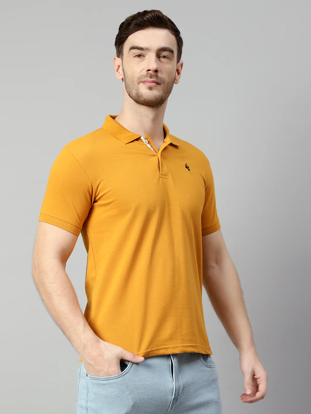 T-Shirt for Men | Breathable & Soft with Color Fastness Regular Fit Polo Neck Poly Cotton Fabric Solid Pattern - Image 4