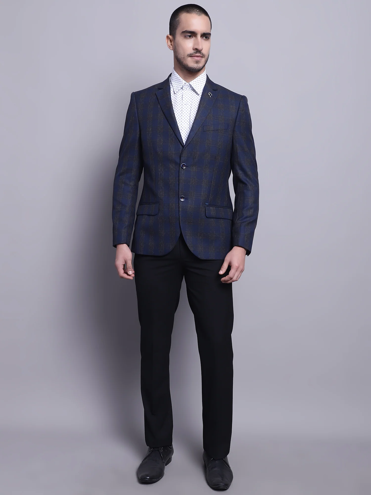 Blazer for Men | Premium Formal Blazer Slim Fit Notched Collar Poly Viscose Fabric Checkered Pattern - Image 5