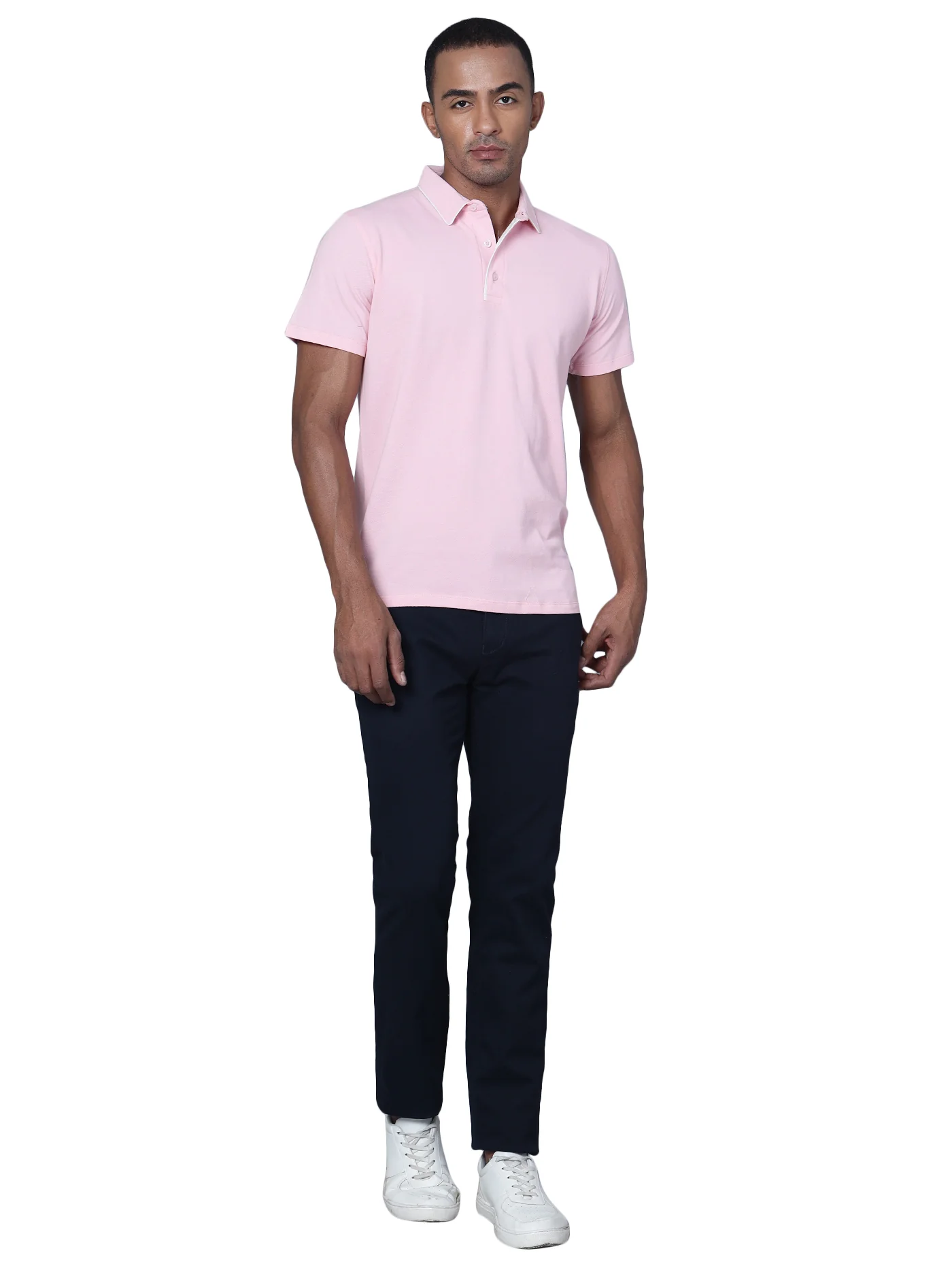 Men's Casual Flat front Navy Blue Trousers - Image 5