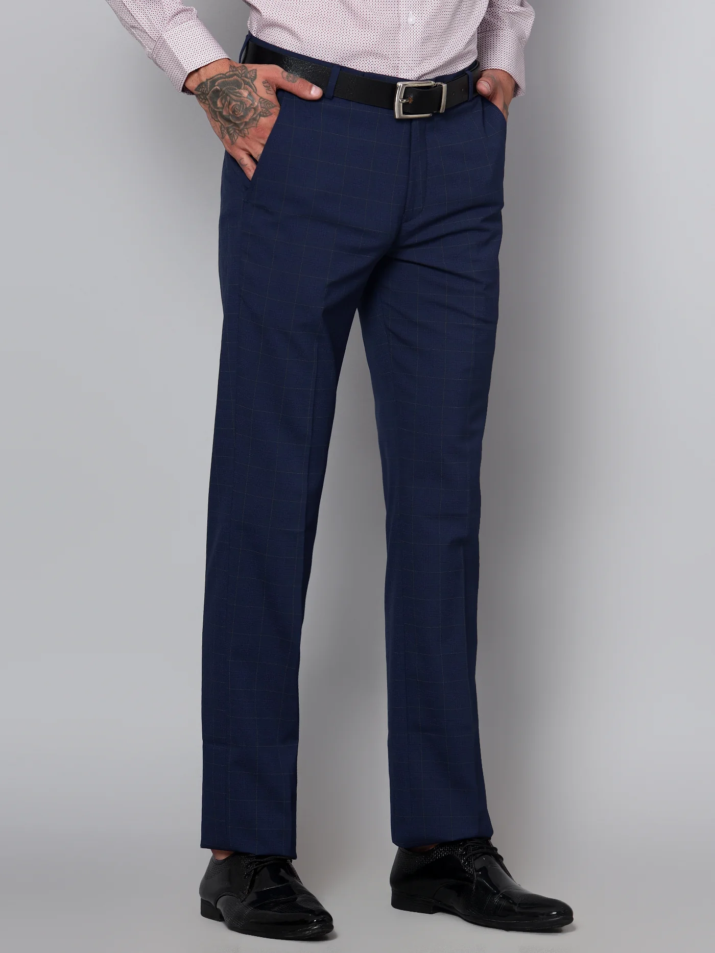 Formal Trouser for Men | Breathable & Soft with Color Fastness Regular Fit Poly Viscose Fabric Checkered Pattern Hook & Eye Closure - Image 3