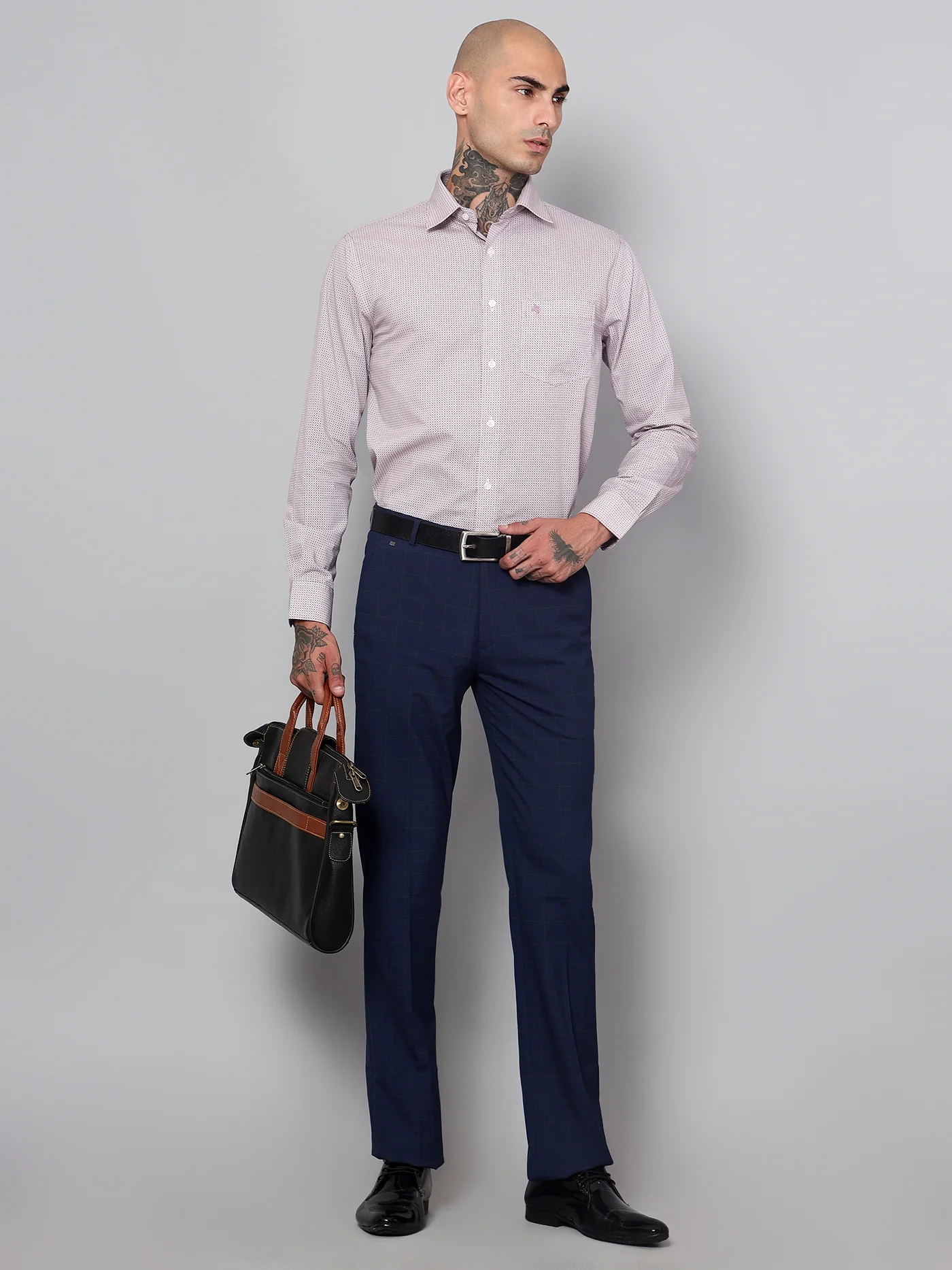 Formal Trouser for Men | Breathable & Soft with Color Fastness Regular Fit Poly Viscose Fabric Checkered Pattern Hook & Eye Closure - Image 6