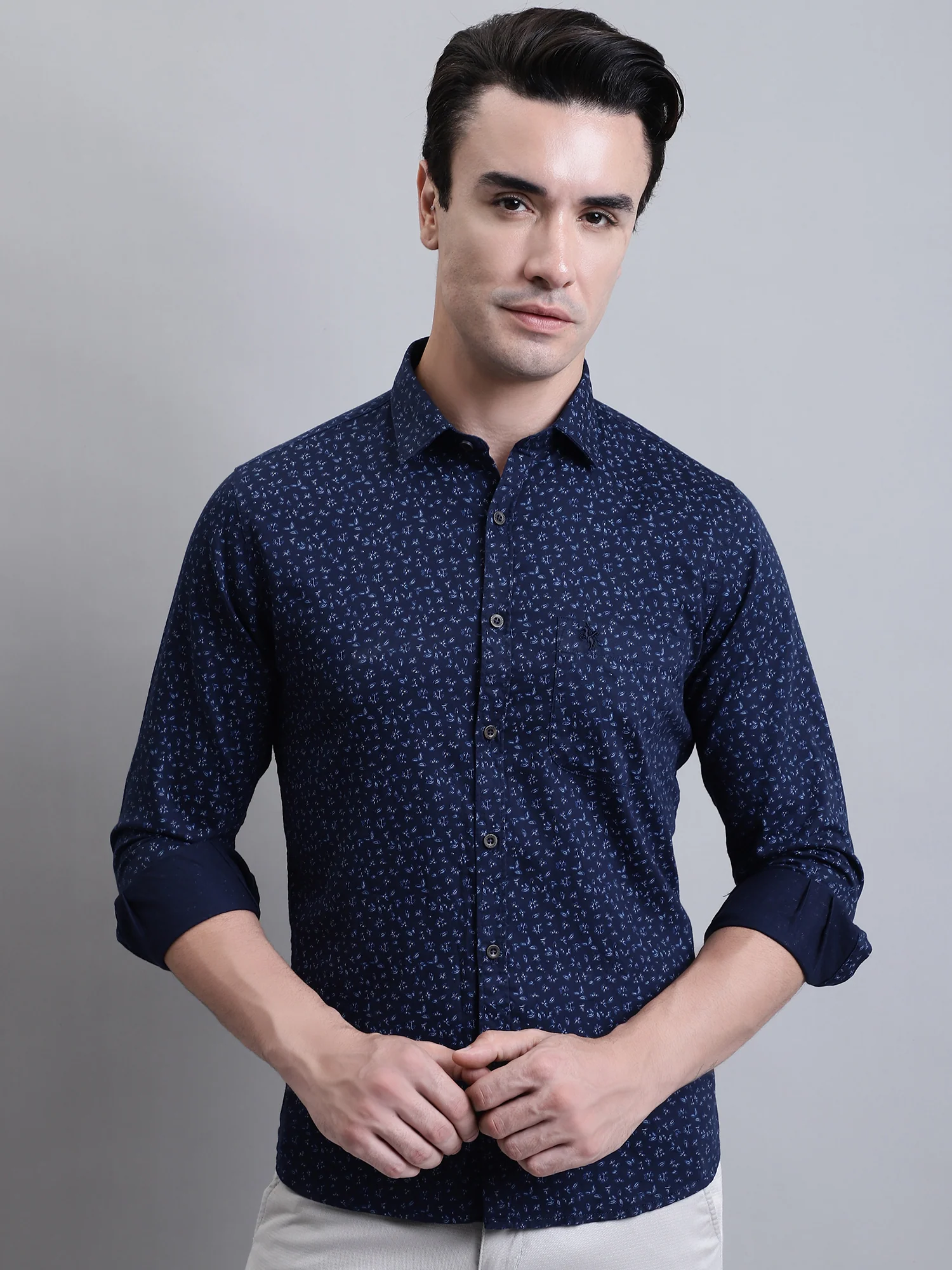 Casual Shirt for Men | Breathable & Soft with Color Fastness Regular Fit Spread Collar Neck Cotton Fabric Printed Pattern