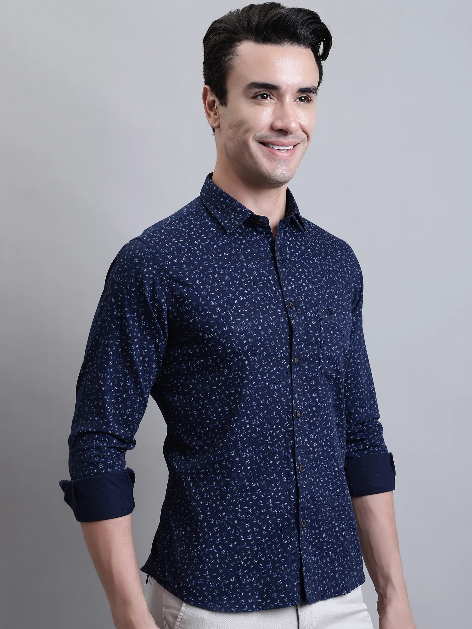 Casual Shirt for Men | Breathable & Soft with Color Fastness Regular Fit Spread Collar Neck Cotton Fabric Printed Pattern - Image 3