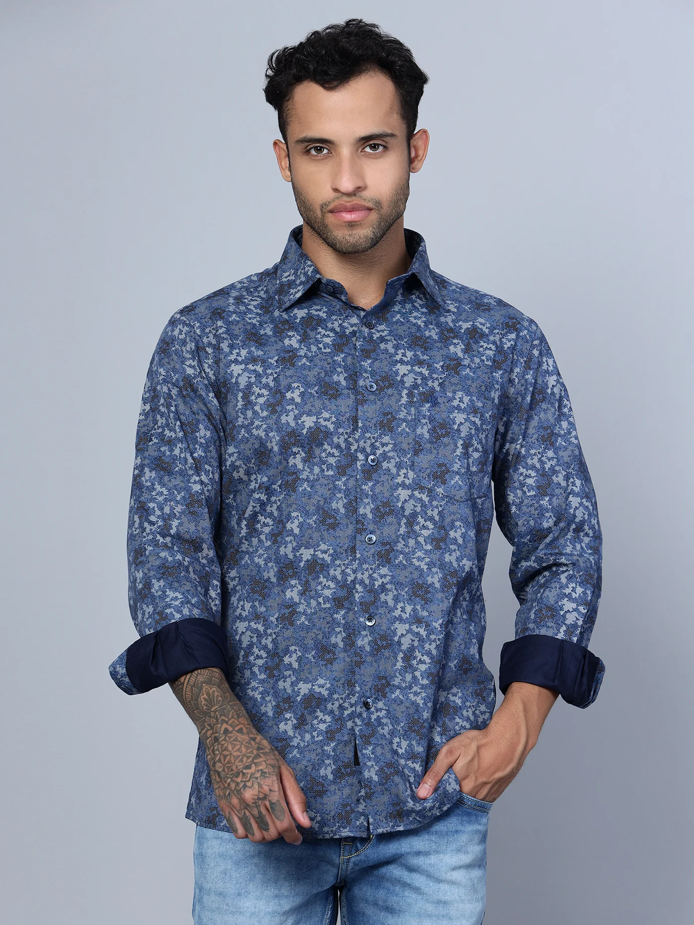 Formal Shirt for Men l Breathable & Soft with Color Fastness Regular Fit Spread Collar Neck Cotton Fabric Printed Pattern - Image 2