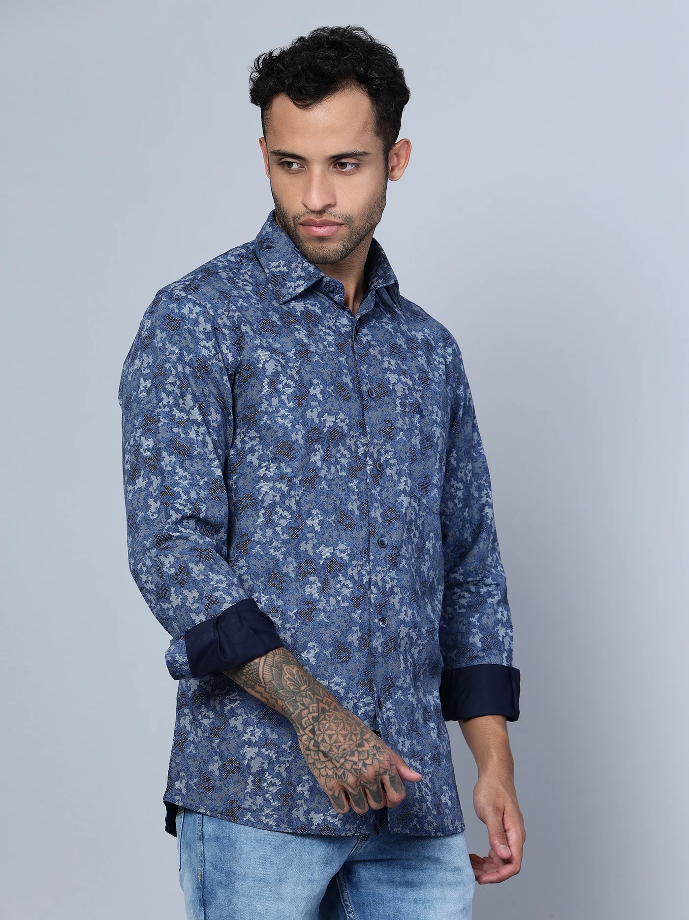 Formal Shirt for Men l Breathable & Soft with Color Fastness Regular Fit Spread Collar Neck Cotton Fabric Printed Pattern - Image 4
