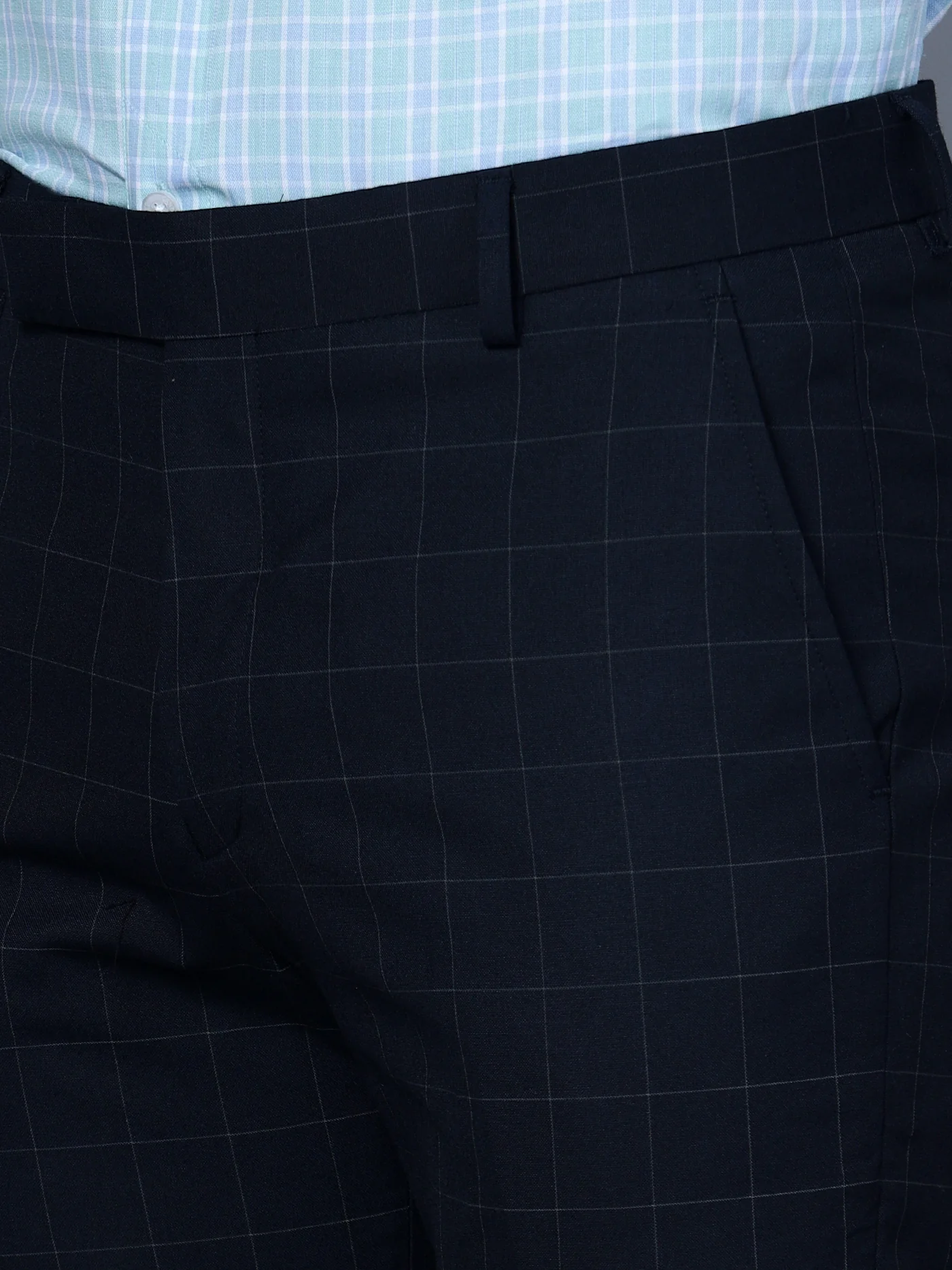 Formal Trouser for Men | Breathable & Soft with Color Fastness Regular Fit Lycra Fabric Checkered Pattern Hook & Eye Closure - Image 5