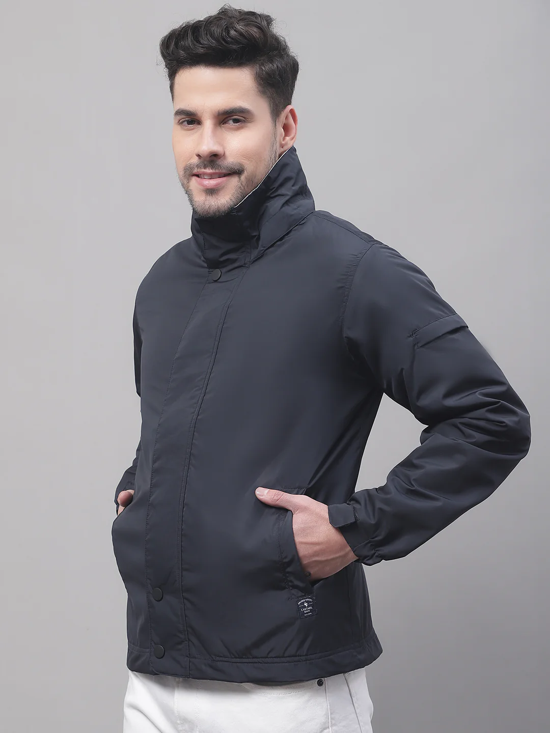 Men Navy Blue Jacket - Image 3