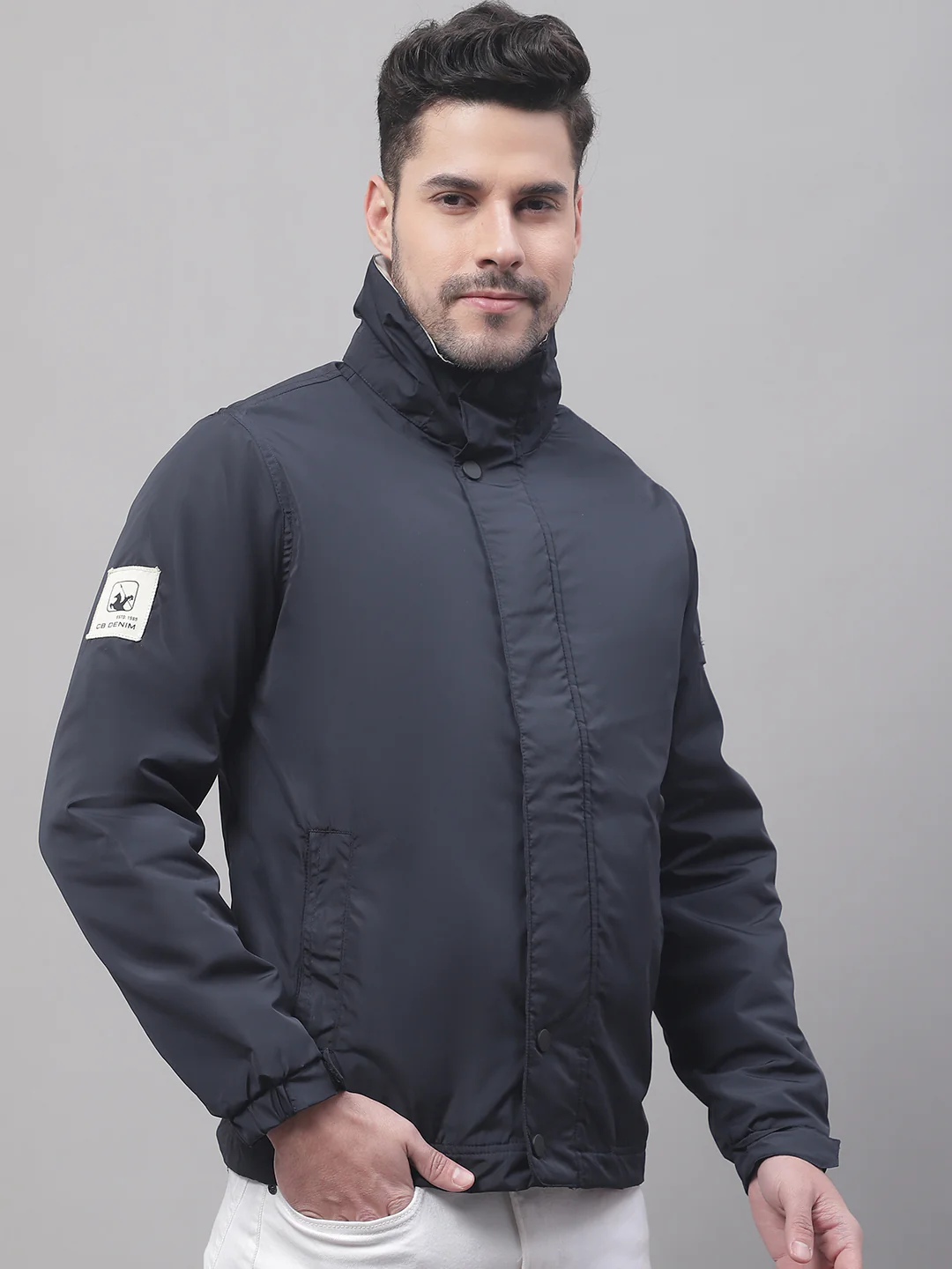 Men Navy Blue Jacket - Image 4