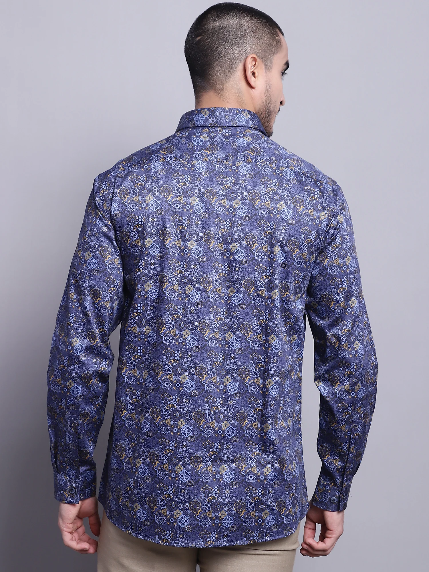 Formal Shirt for Men l Breathable & Soft with Color Fastness Regular Fit Spread Collar Neck Cotton Fabric Printed Pattern - Image 2