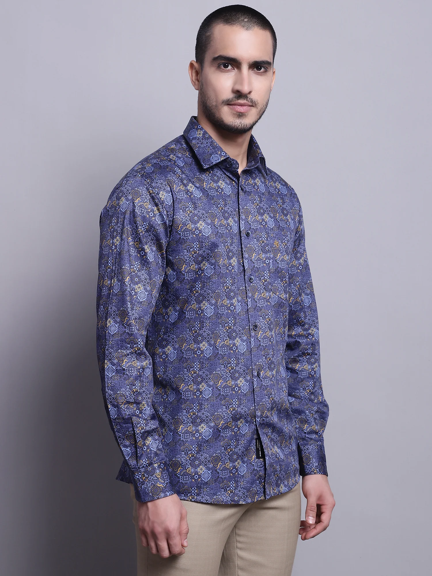 Formal Shirt for Men l Breathable & Soft with Color Fastness Regular Fit Spread Collar Neck Cotton Fabric Printed Pattern - Image 4