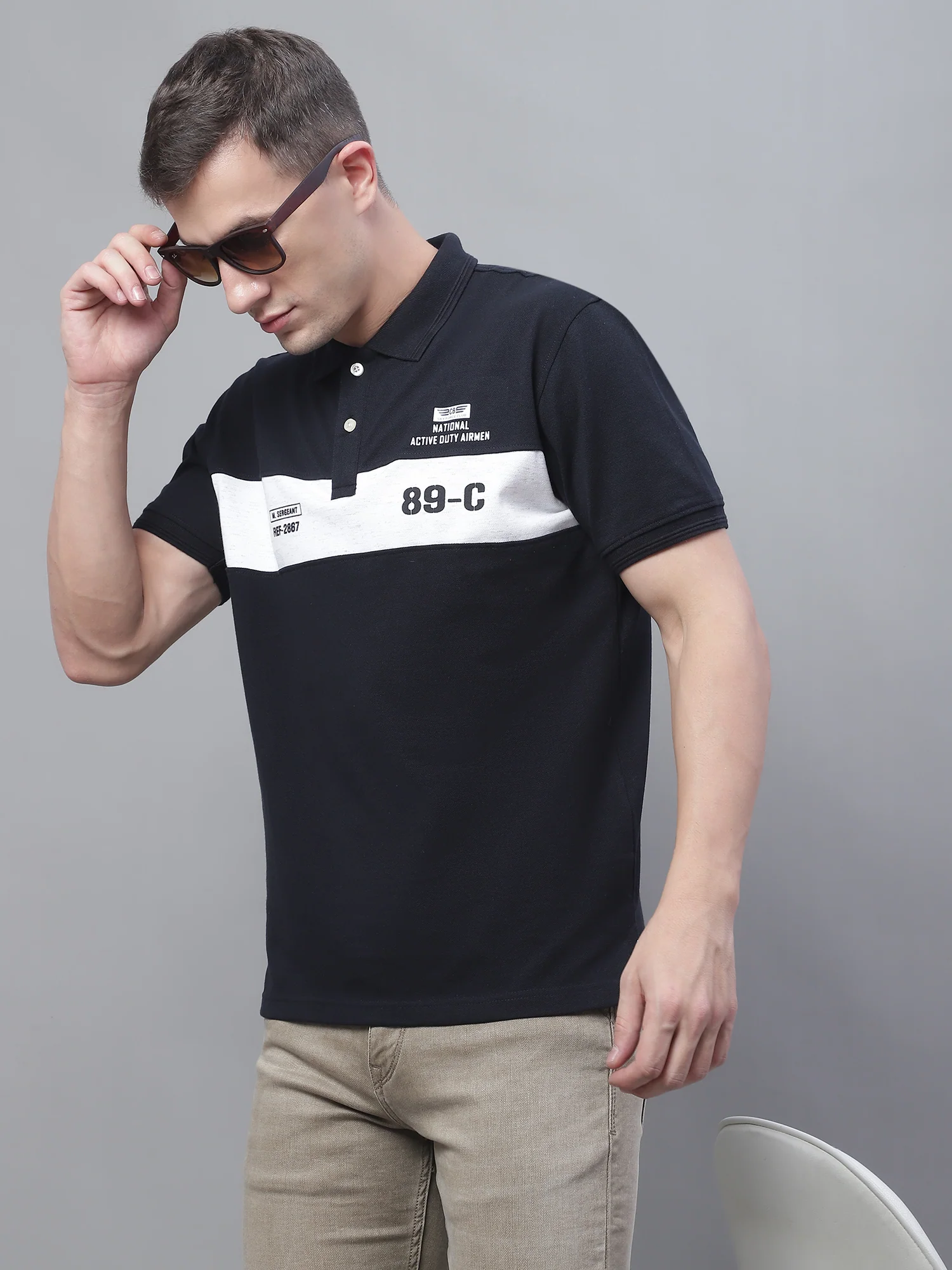 T-Shirt for Men | Breathable & Soft with Color Fastness Regular Fit Polo Neck Poly Cotton Fabric Printed Pattern - Image 2