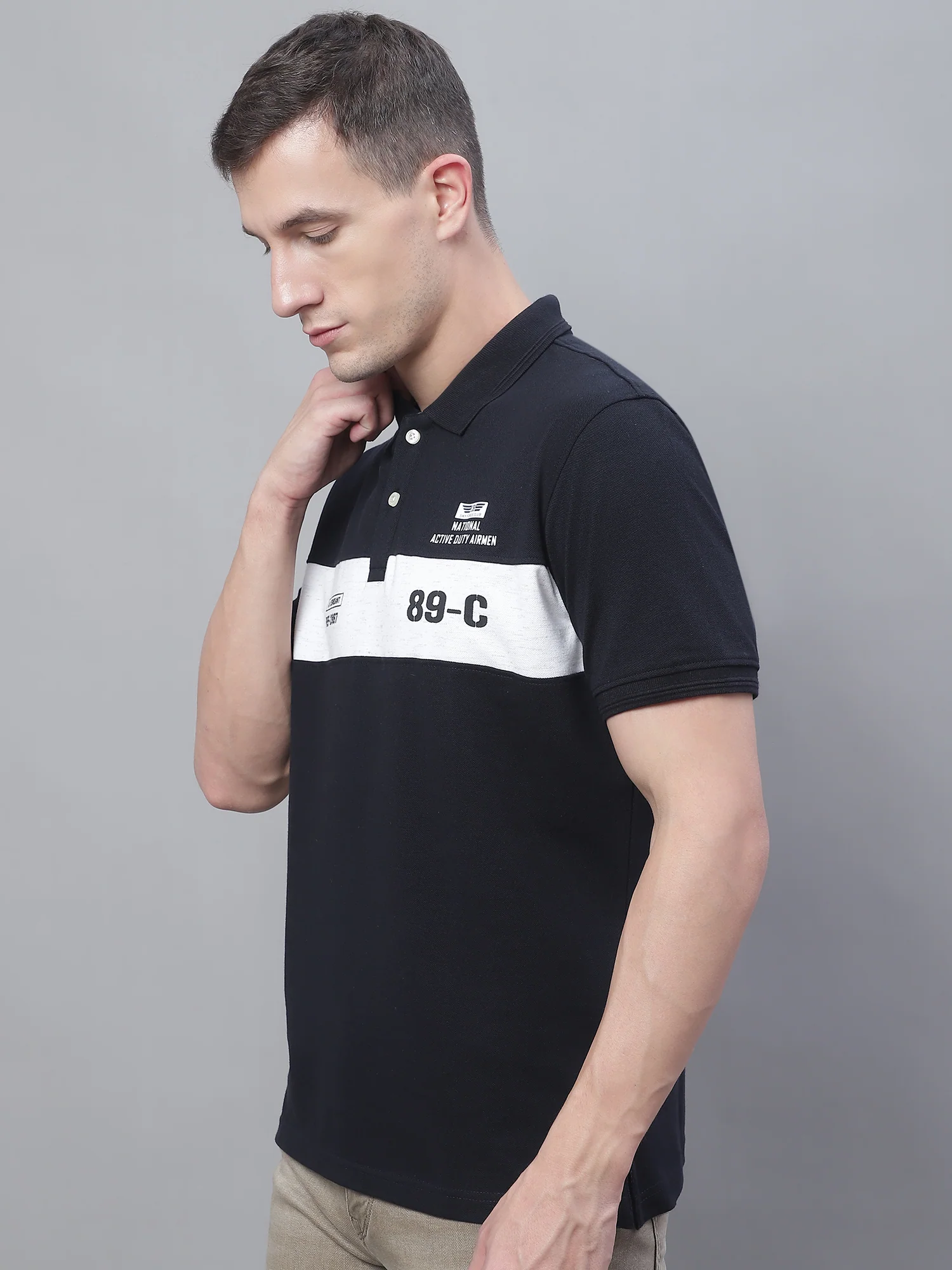 T-Shirt for Men | Breathable & Soft with Color Fastness Regular Fit Polo Neck Poly Cotton Fabric Printed Pattern - Image 3