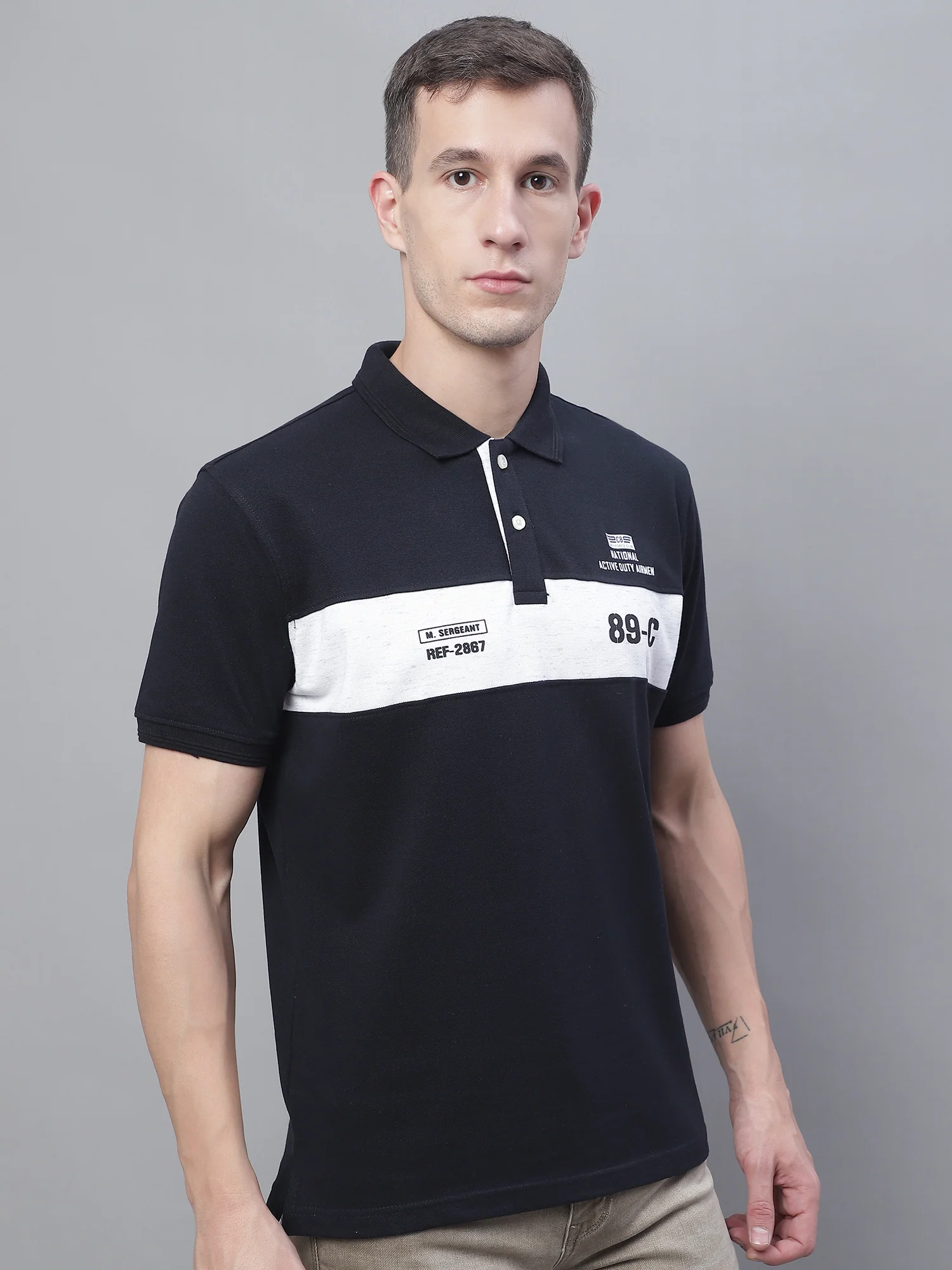 T-Shirt for Men | Breathable & Soft with Color Fastness Regular Fit Polo Neck Poly Cotton Fabric Printed Pattern - Image 4