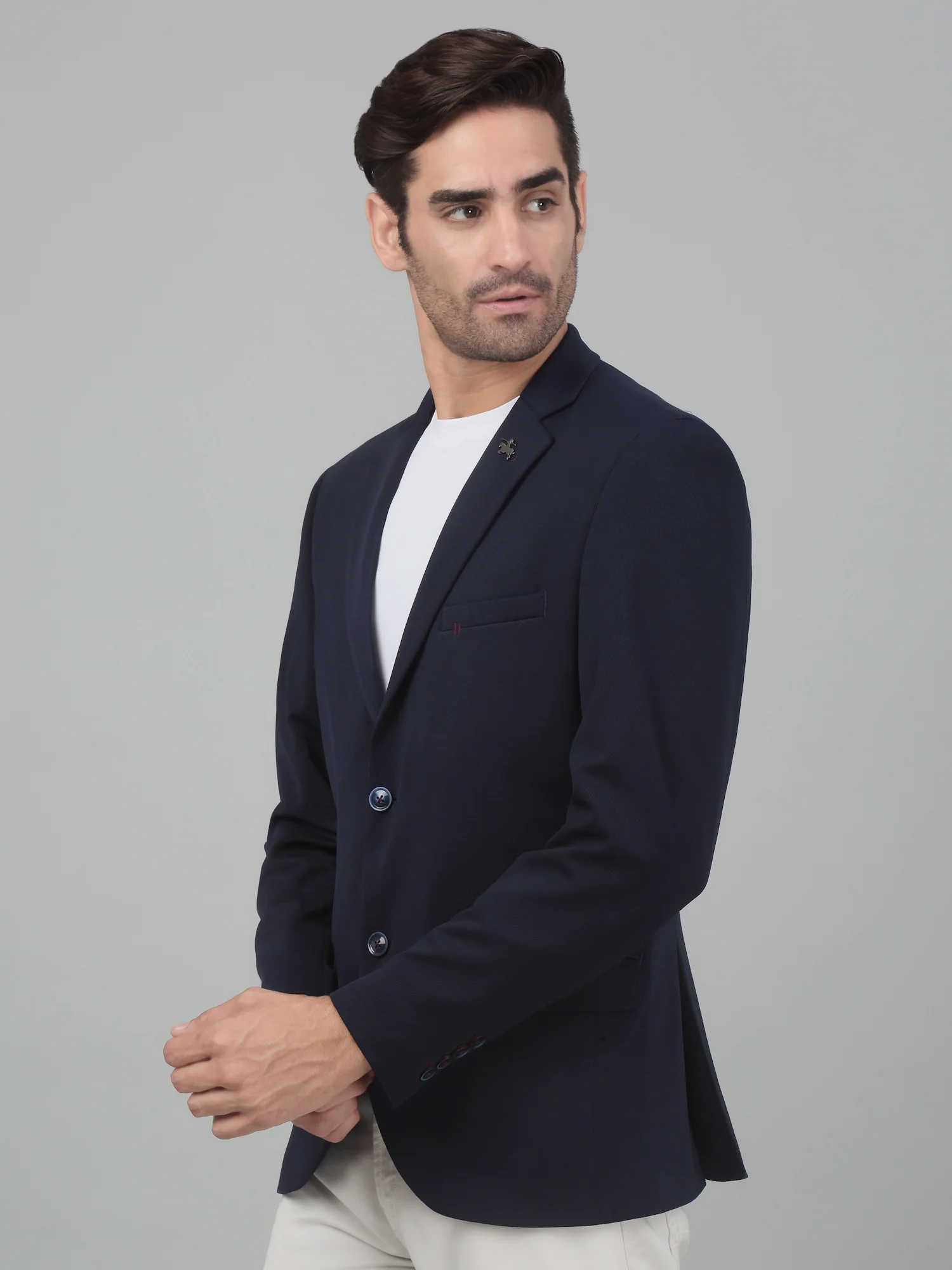 Blazer for Men | Premium Casual Blazer Slim Fit Notched Collar Terry Rayon Fabric Self Design Pattern - Image 4