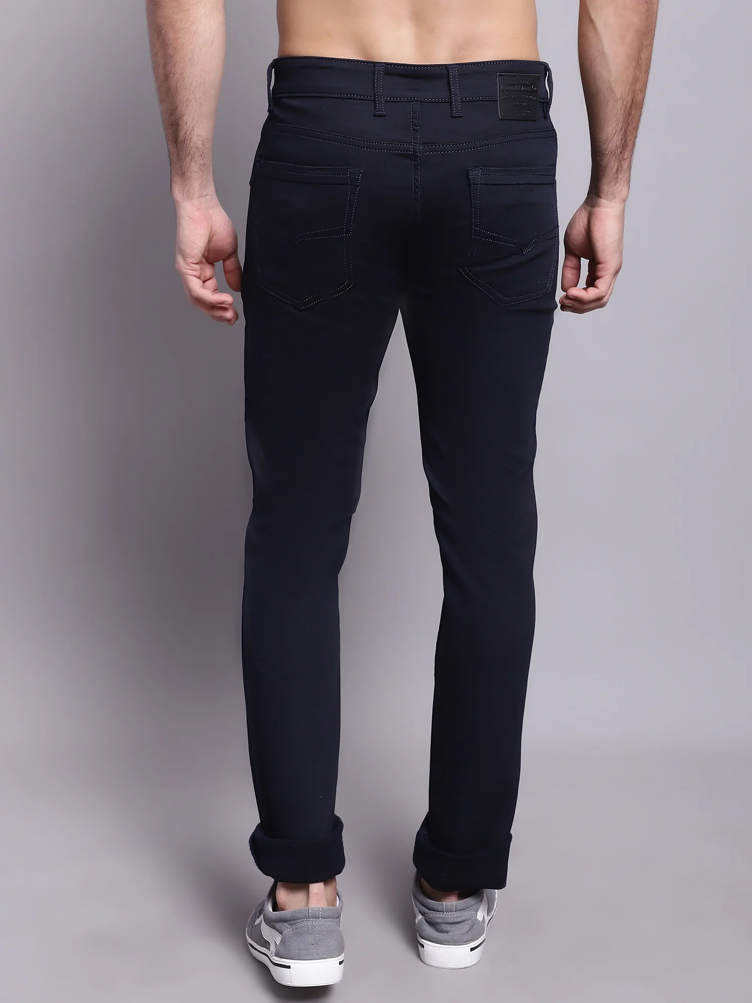 Denim Jeans for Men l Breathable & Soft with Color Fastness Ultra Narrow Fit Cotton Fabric Solid Pattern Button Closure - Image 2