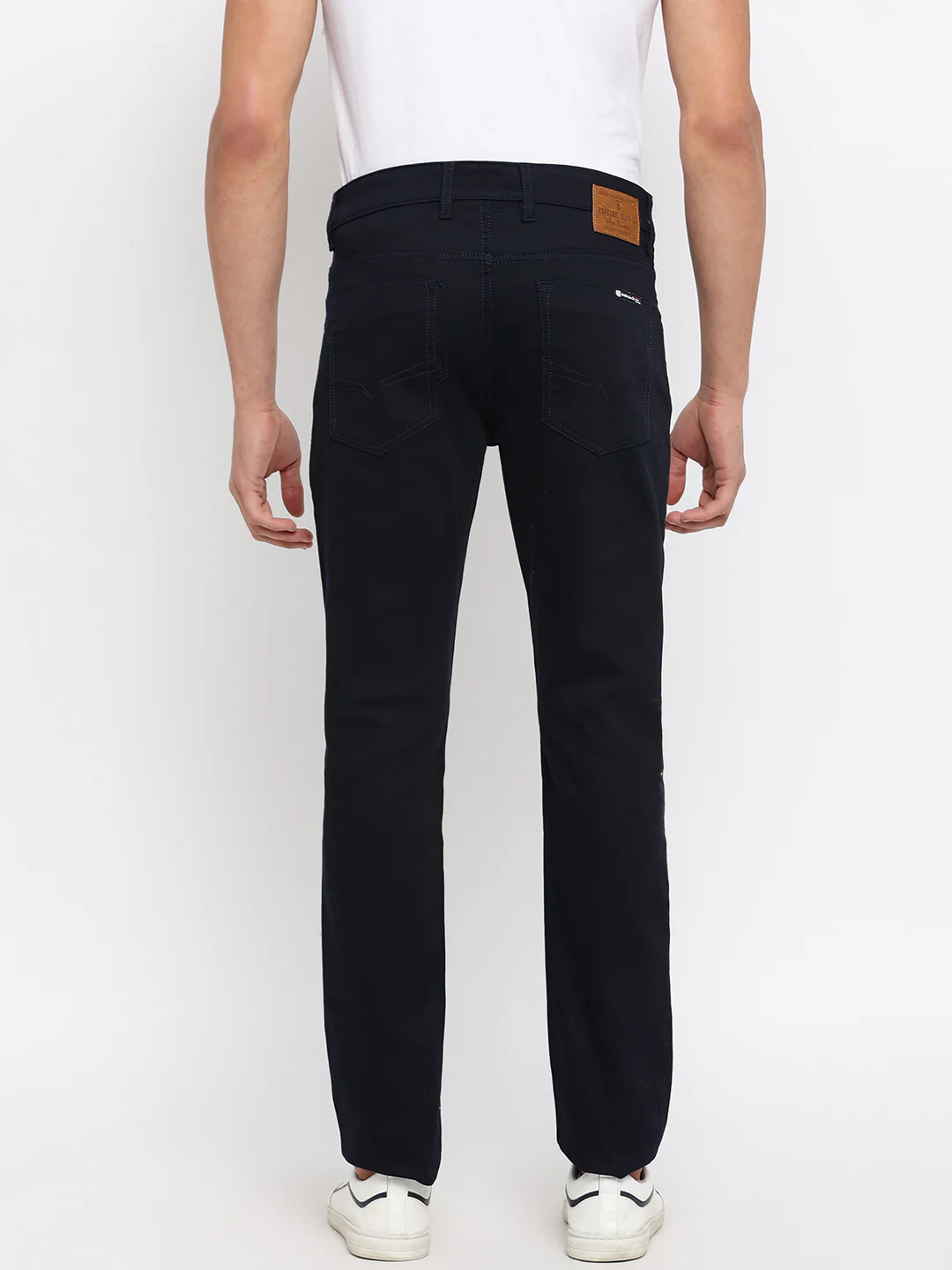 Men's Casual Flat front Navy Blue  Trousers - Image 4