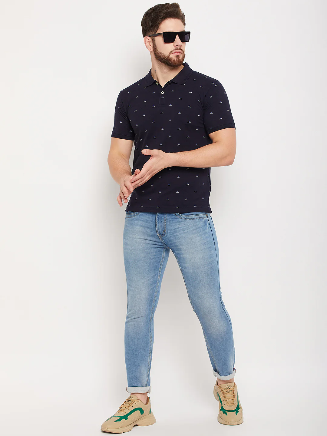 T-Shirt for Men | Breathable & Soft with Color Fastness Regular Fit Polo Neck Poly Cotton Fabric Printed Pattern - Image 2
