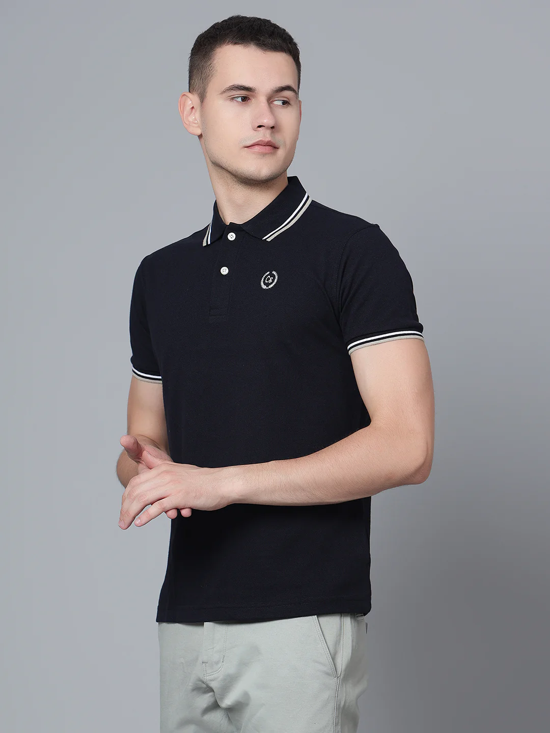 T-Shirt for Men | Breathable & Soft with Color Fastness Regular Fit Polo Neck Poly Cotton Fabric Solid Pattern - Image 2