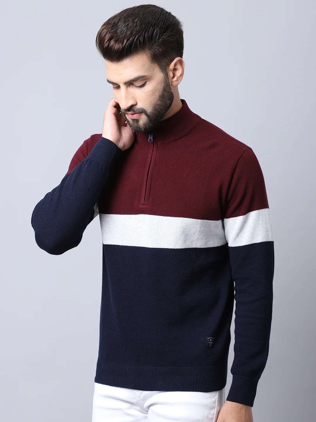 Men Navy Pullover Sweater - Image 3