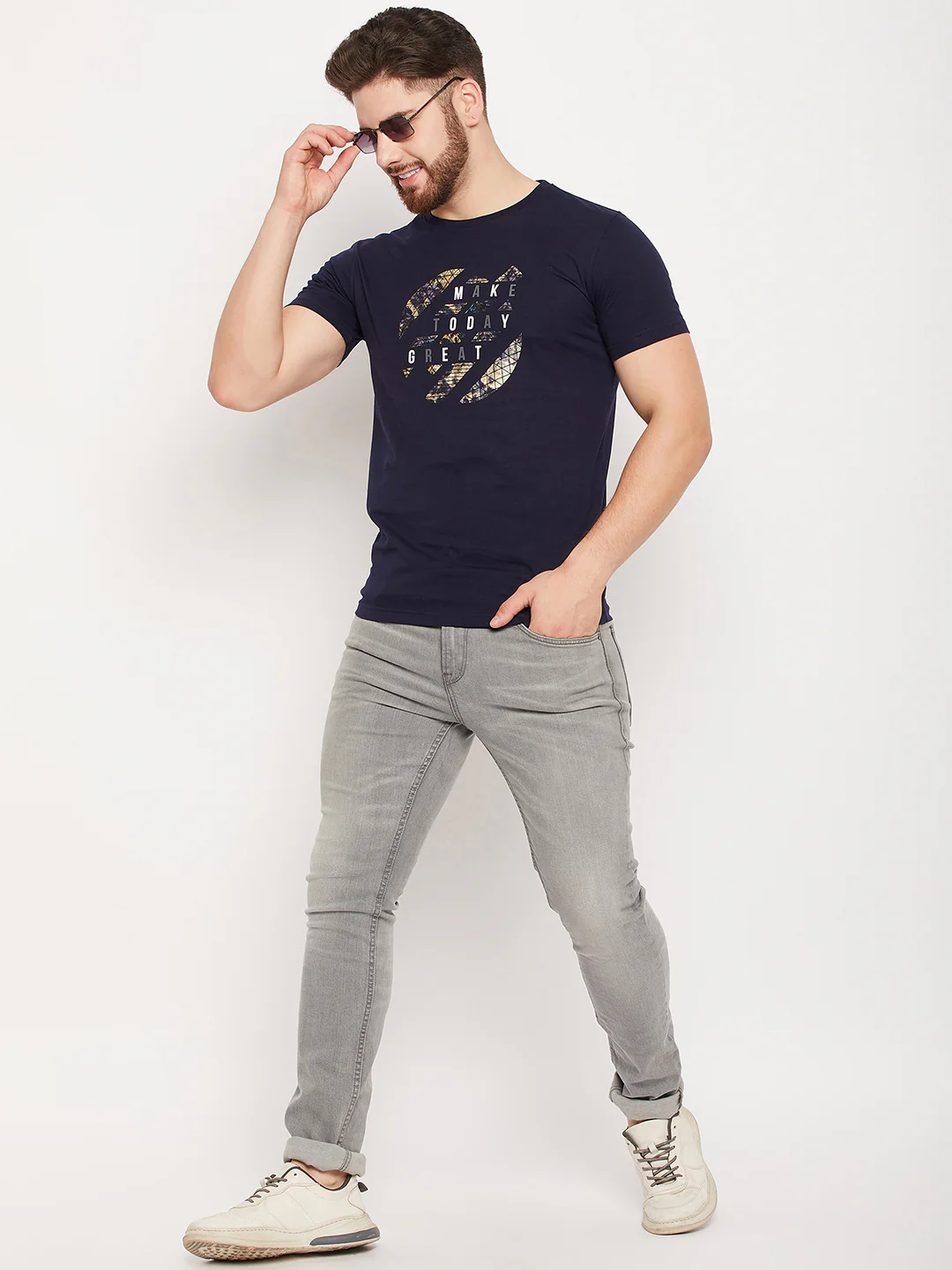 T-Shirt for Men | Breathable & Soft with Color Fastness Regular Fit Round Neck Poly Cotton Fabric Printed Pattern - Image 2