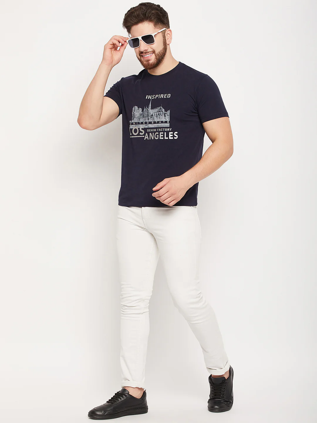 T-Shirt for Men | Breathable & Soft with Color Fastness Regular Fit Round Neck Cotton Blend Fabric Printed Pattern - Image 2