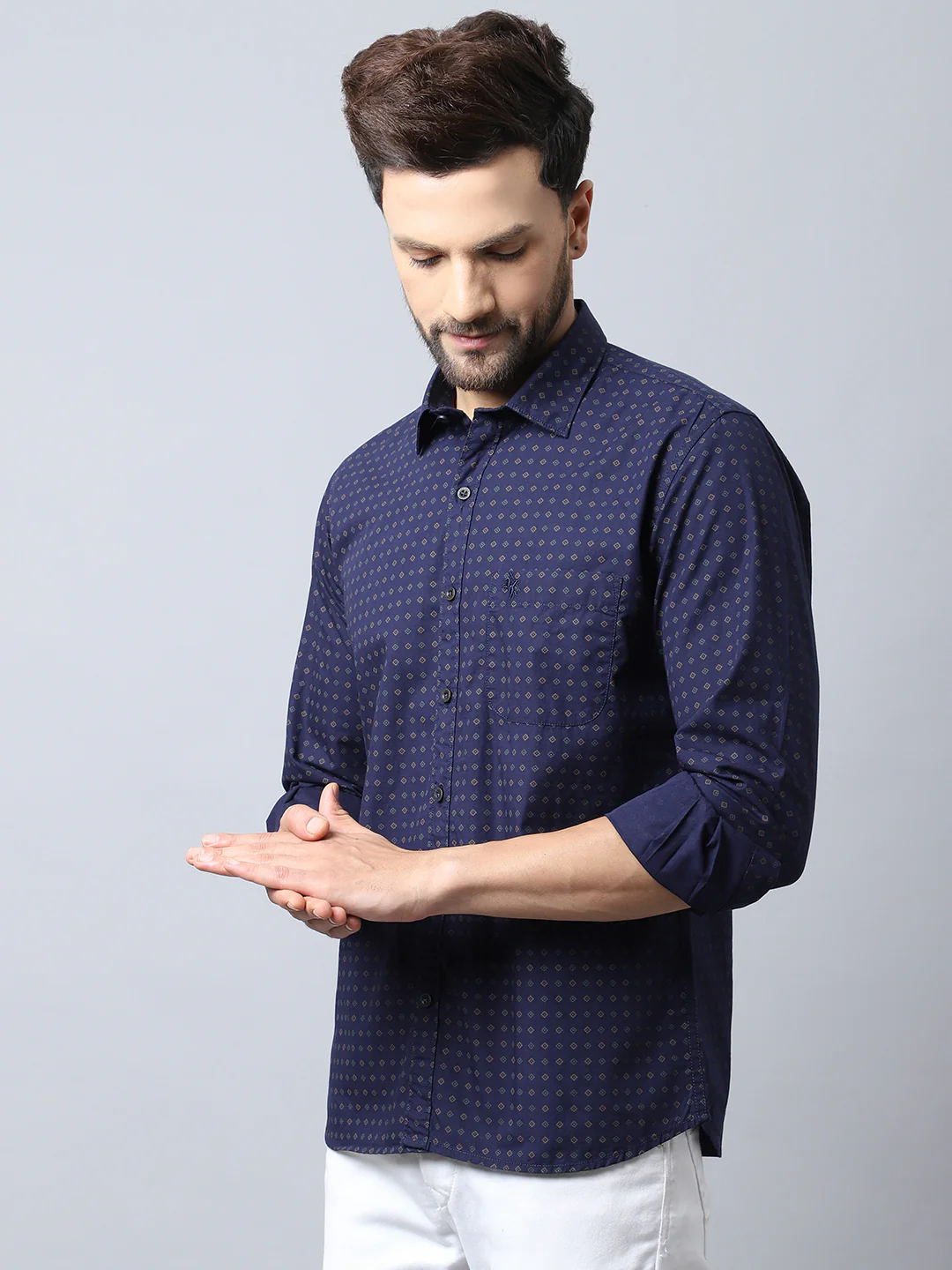 Casual Shirt for Men | Breathable & Soft with Color Fastness Regular Fit Spread Collar Neck Cotton Fabric Printed Pattern - Image 3