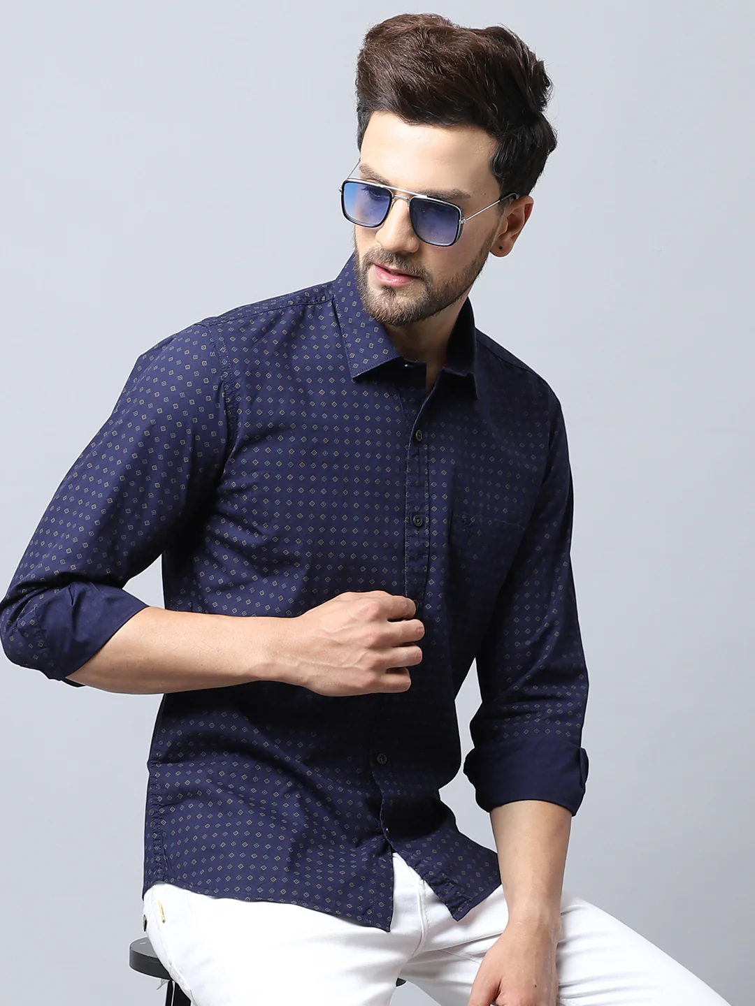 Casual Shirt for Men | Breathable & Soft with Color Fastness Regular Fit Spread Collar Neck Cotton Fabric Printed Pattern - Image 4