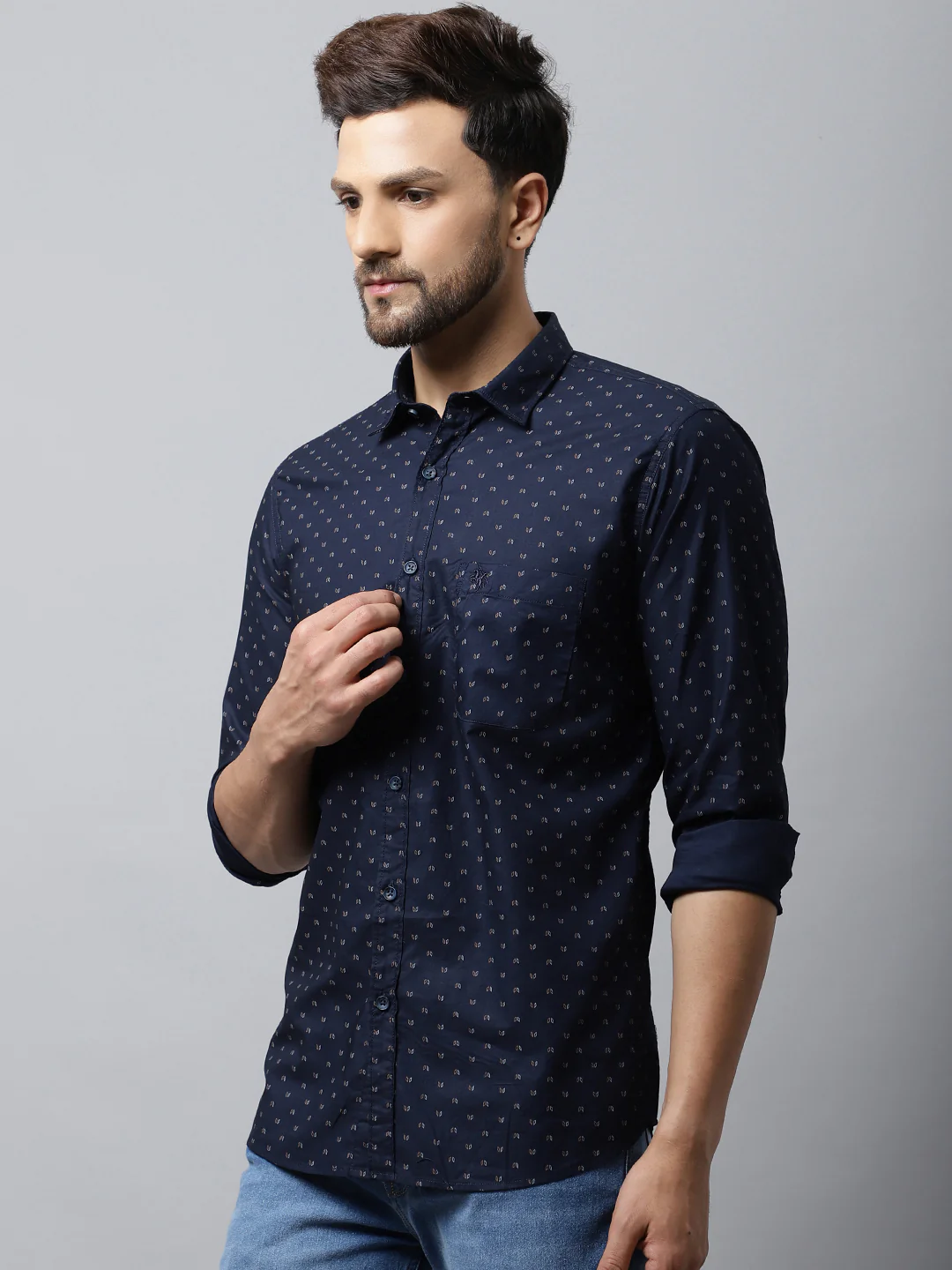 Casual Shirt for Men | Breathable & Soft with Color Fastness Regular Fit Spread Collar Neck Cotton Fabric Printed Pattern - Image 3