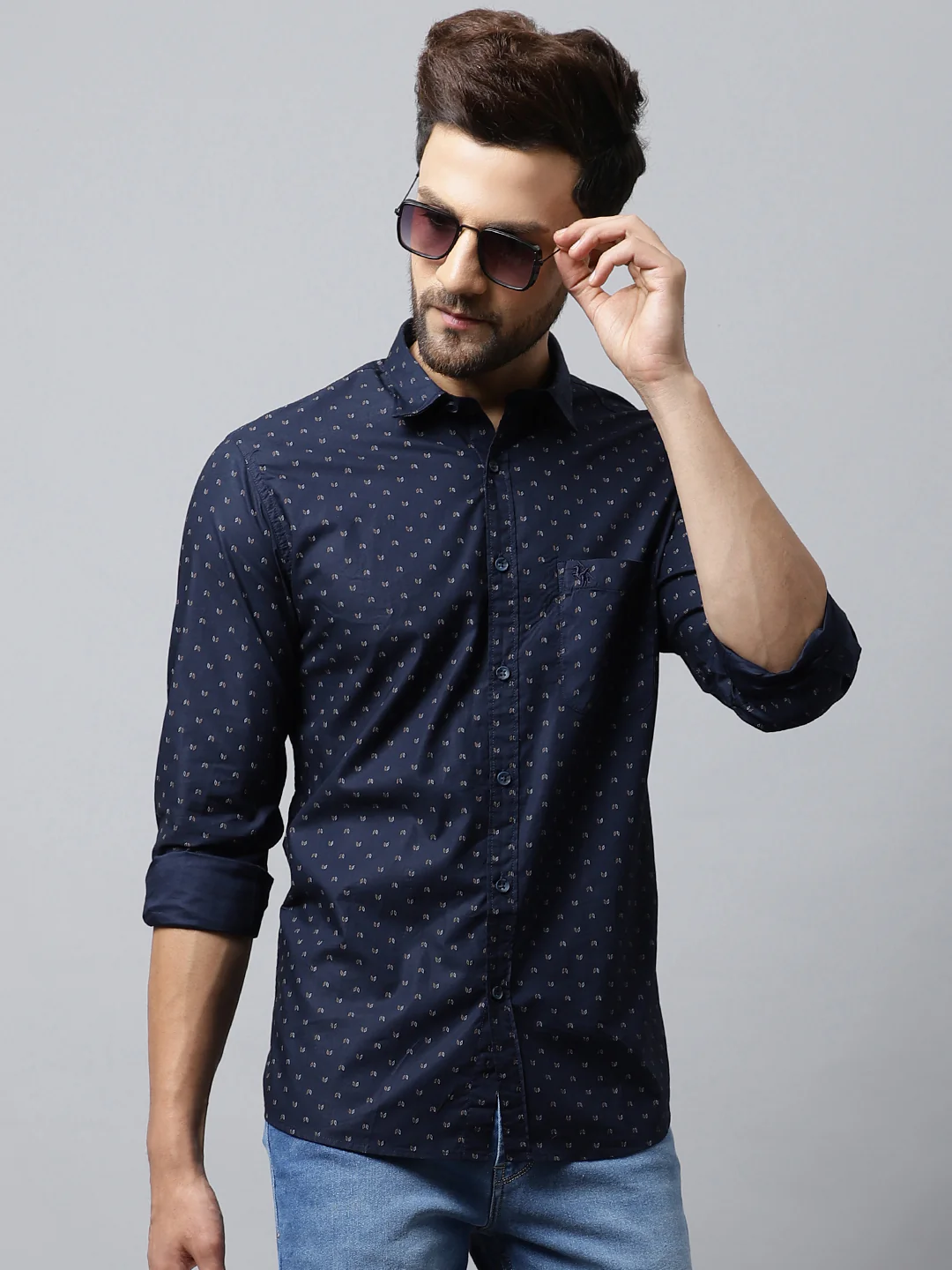Casual Shirt for Men | Breathable & Soft with Color Fastness Regular Fit Spread Collar Neck Cotton Fabric Printed Pattern - Image 4