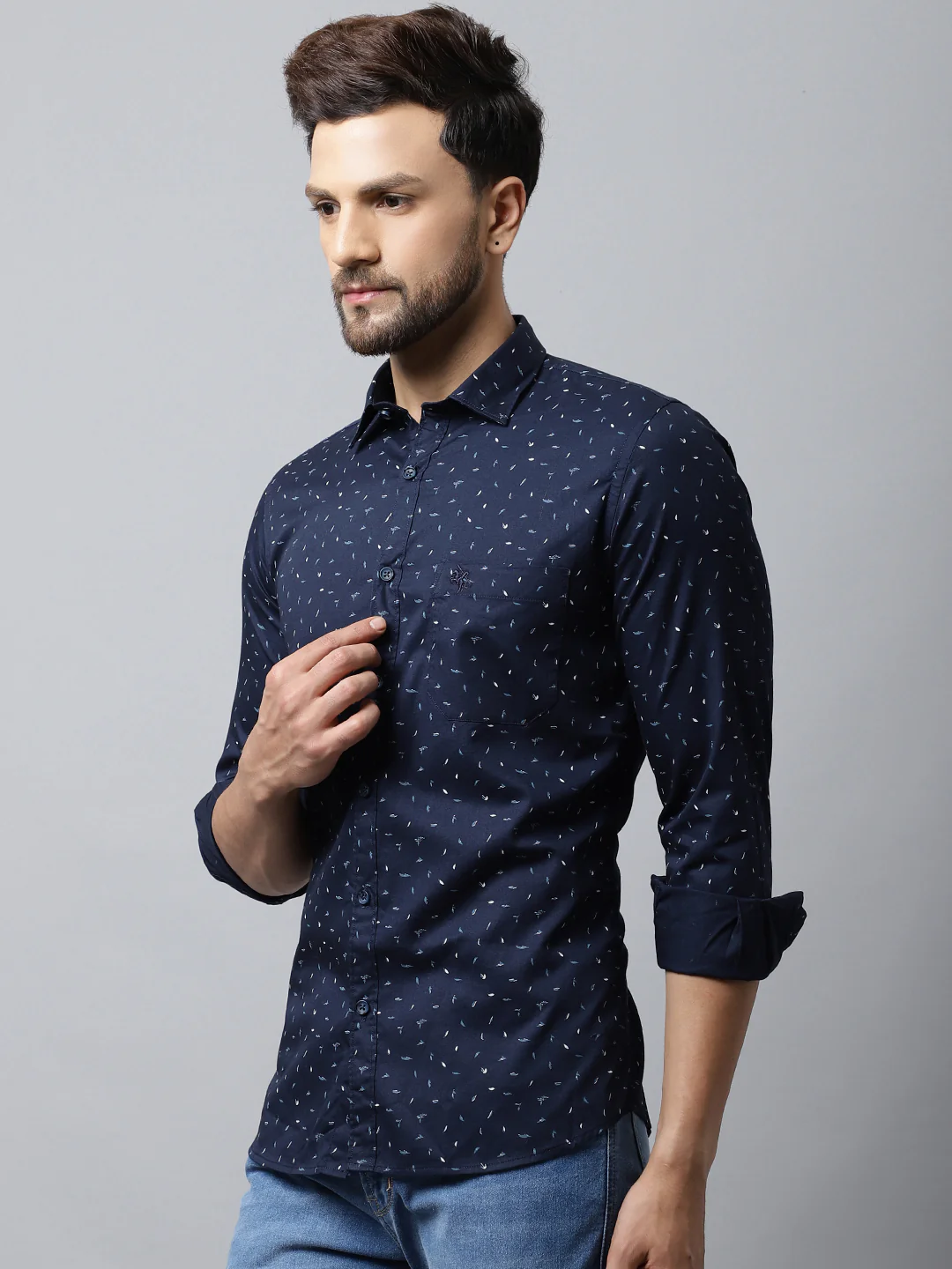 Casual Shirt for Men | Breathable & Soft with Color Fastness Regular Fit Spread Collar Neck Cotton Fabric Printed Pattern - Image 3