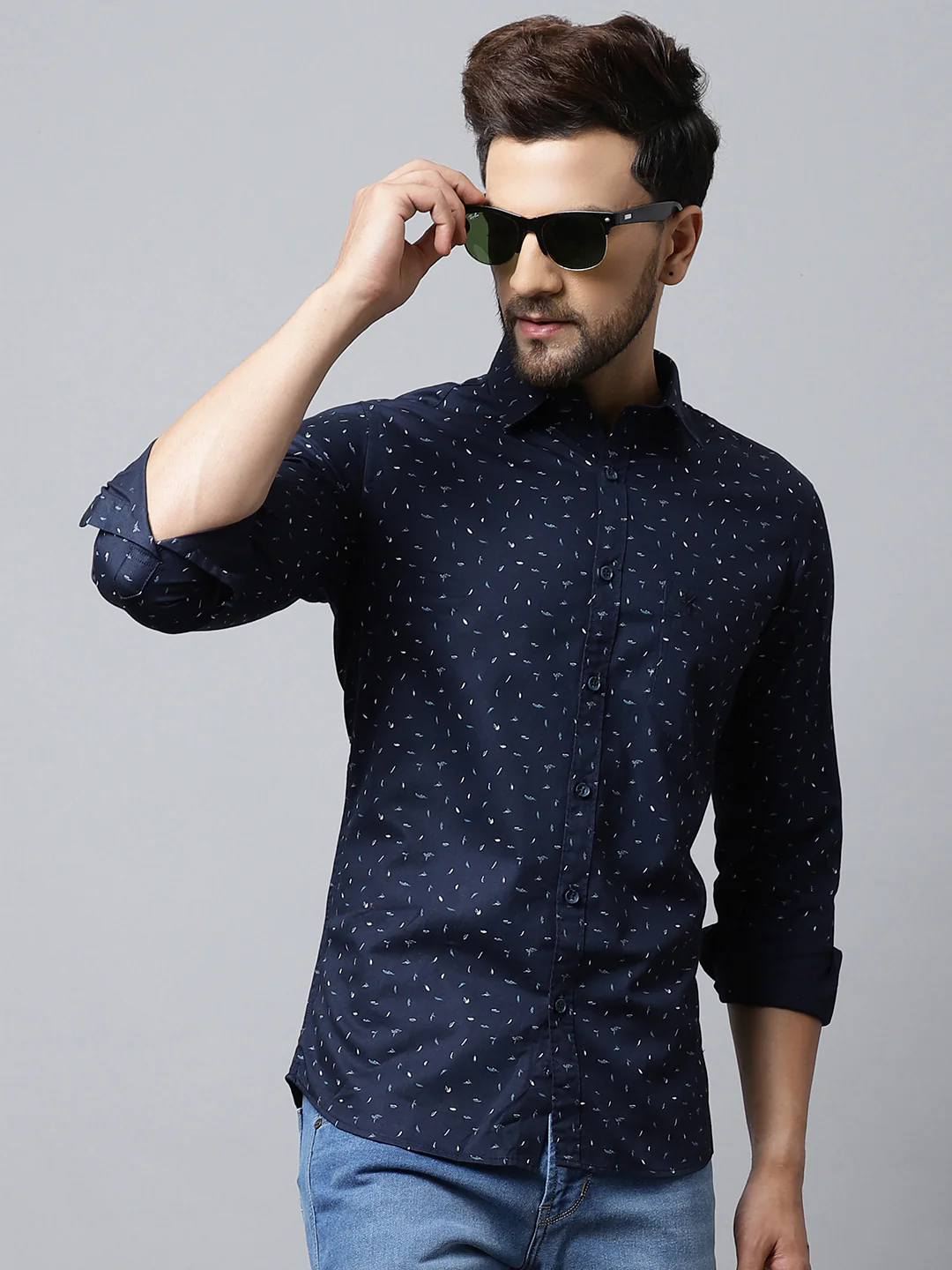 Casual Shirt for Men | Breathable & Soft with Color Fastness Regular Fit Spread Collar Neck Cotton Fabric Printed Pattern - Image 4