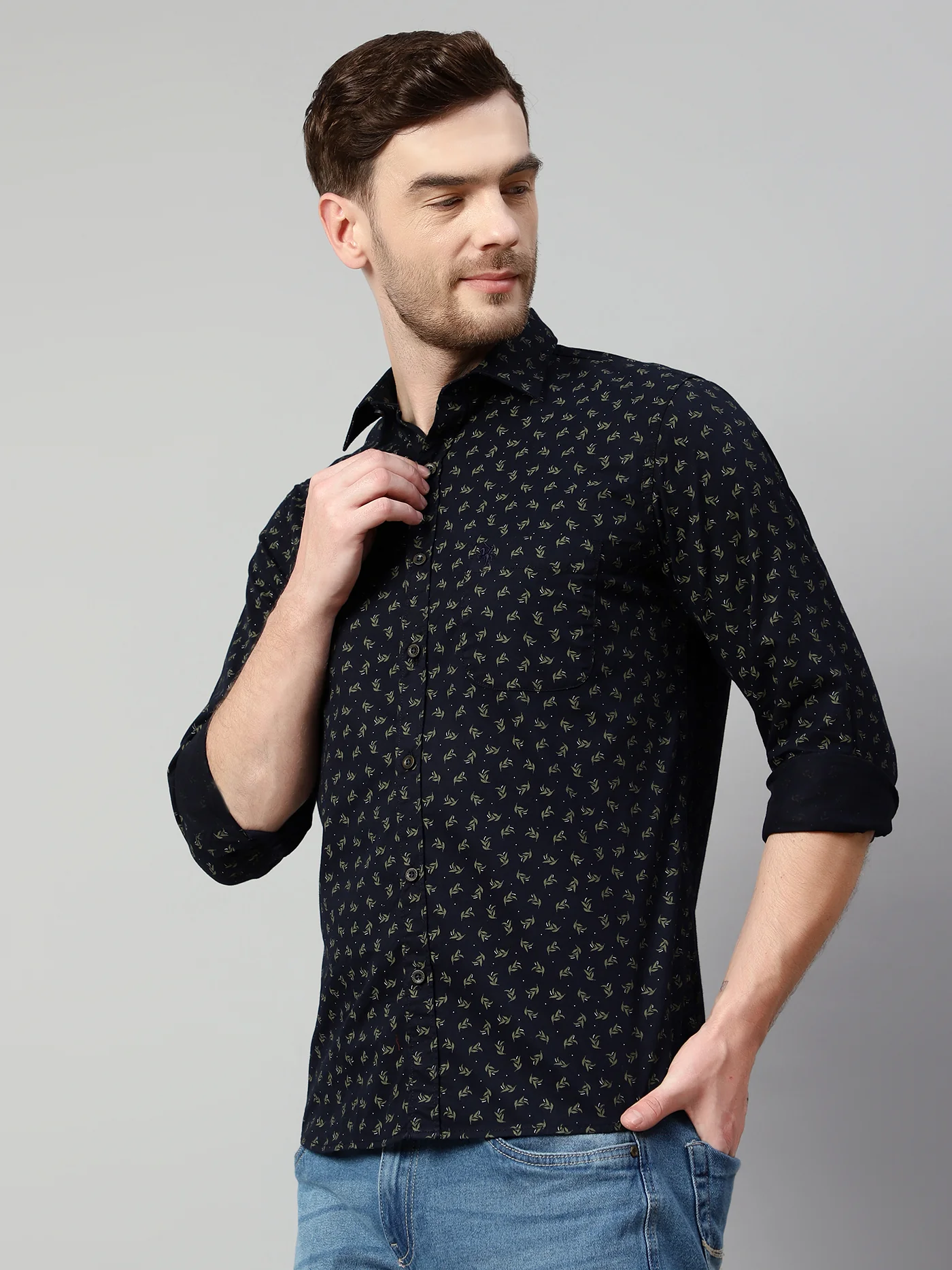 Casual Shirt for Men | Breathable & Soft with Color Fastness Regular Fit Spread Collar Neck Cotton Fabric Printed Pattern - Image 3