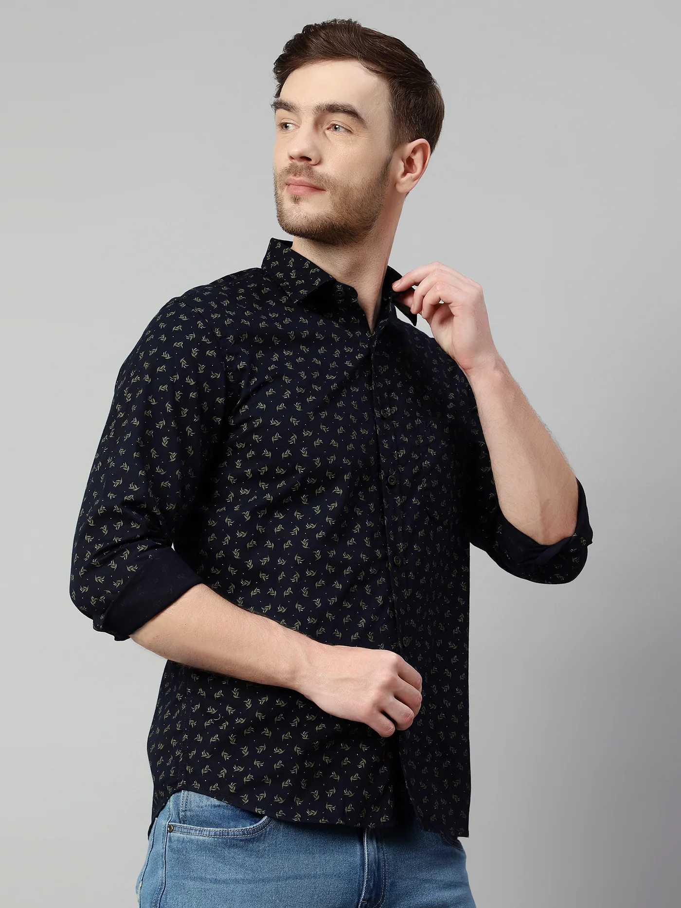 Casual Shirt for Men | Breathable & Soft with Color Fastness Regular Fit Spread Collar Neck Cotton Fabric Printed Pattern - Image 4
