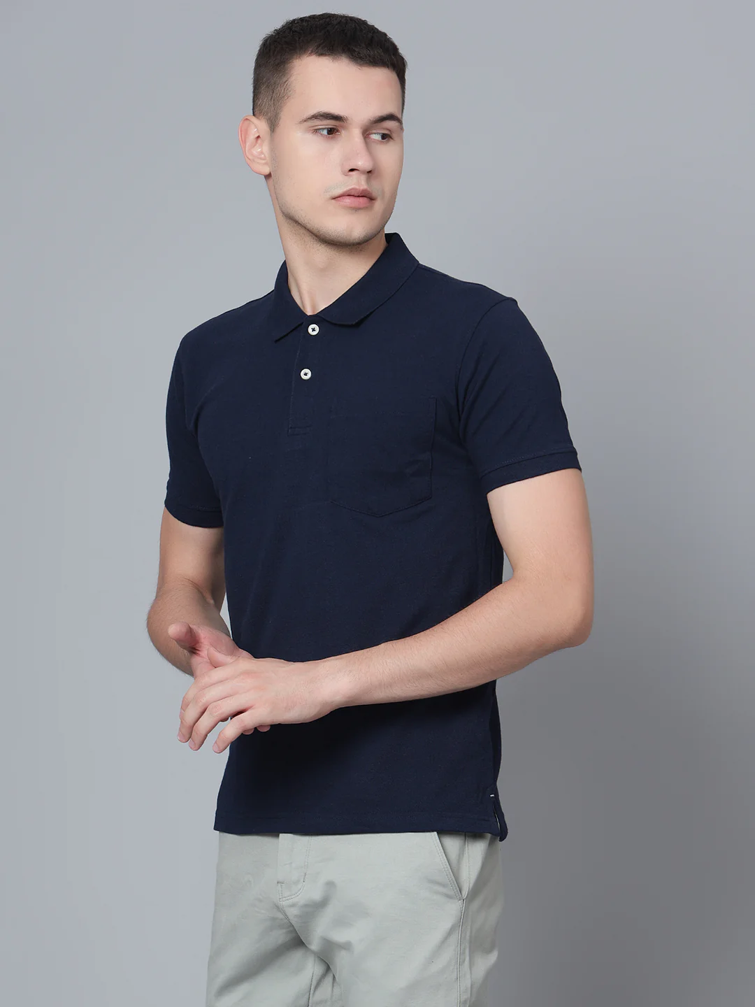 T-Shirt for Men | Breathable & Soft with Color Fastness Regular Fit Polo Neck Poly Cotton Fabric Solid Pattern - Image 2
