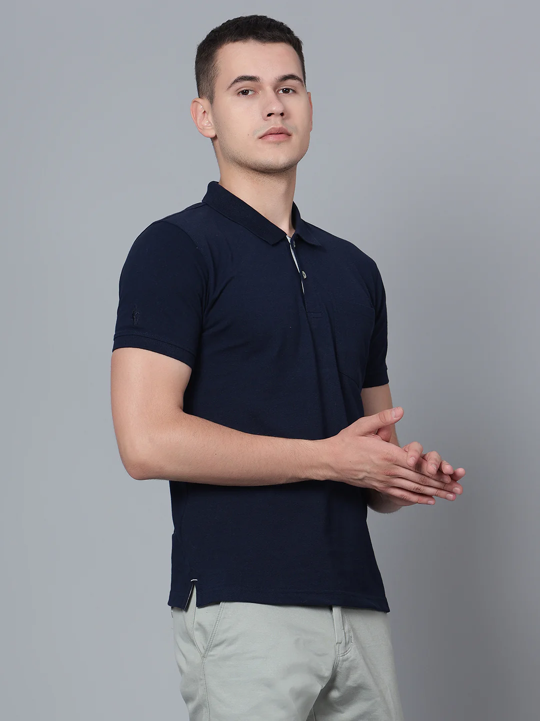 T-Shirt for Men | Breathable & Soft with Color Fastness Regular Fit Polo Neck Poly Cotton Fabric Solid Pattern - Image 3