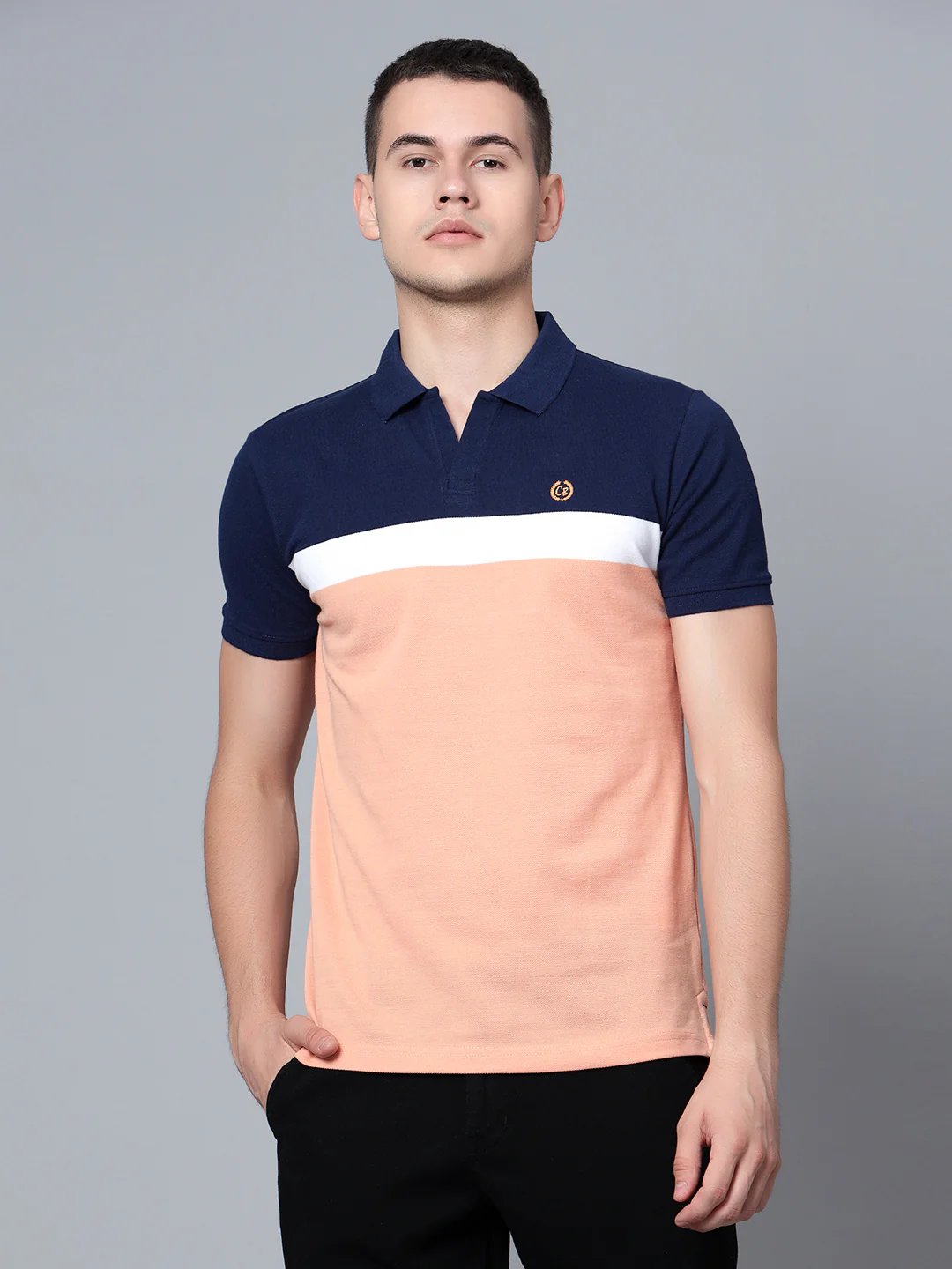 T-Shirt for Men | Breathable & Soft with Color Fastness Regular Fit Polo Neck Poly Cotton Fabric Striped Pattern - Image 2