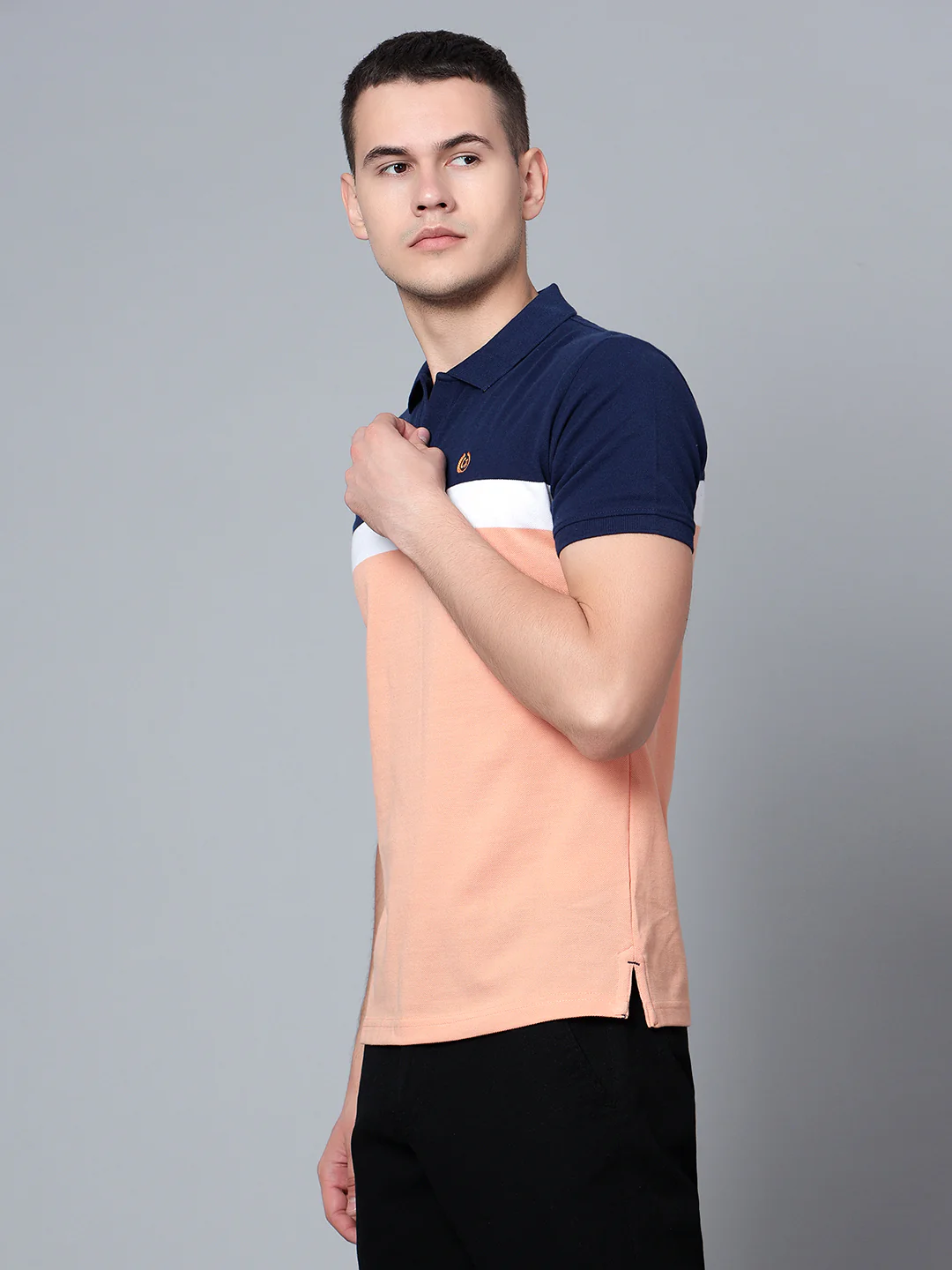 T-Shirt for Men | Breathable & Soft with Color Fastness Regular Fit Polo Neck Poly Cotton Fabric Striped Pattern - Image 3