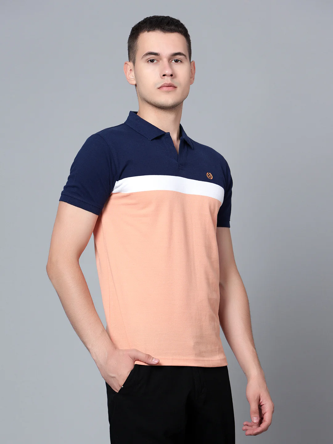 T-Shirt for Men | Breathable & Soft with Color Fastness Regular Fit Polo Neck Poly Cotton Fabric Striped Pattern - Image 4