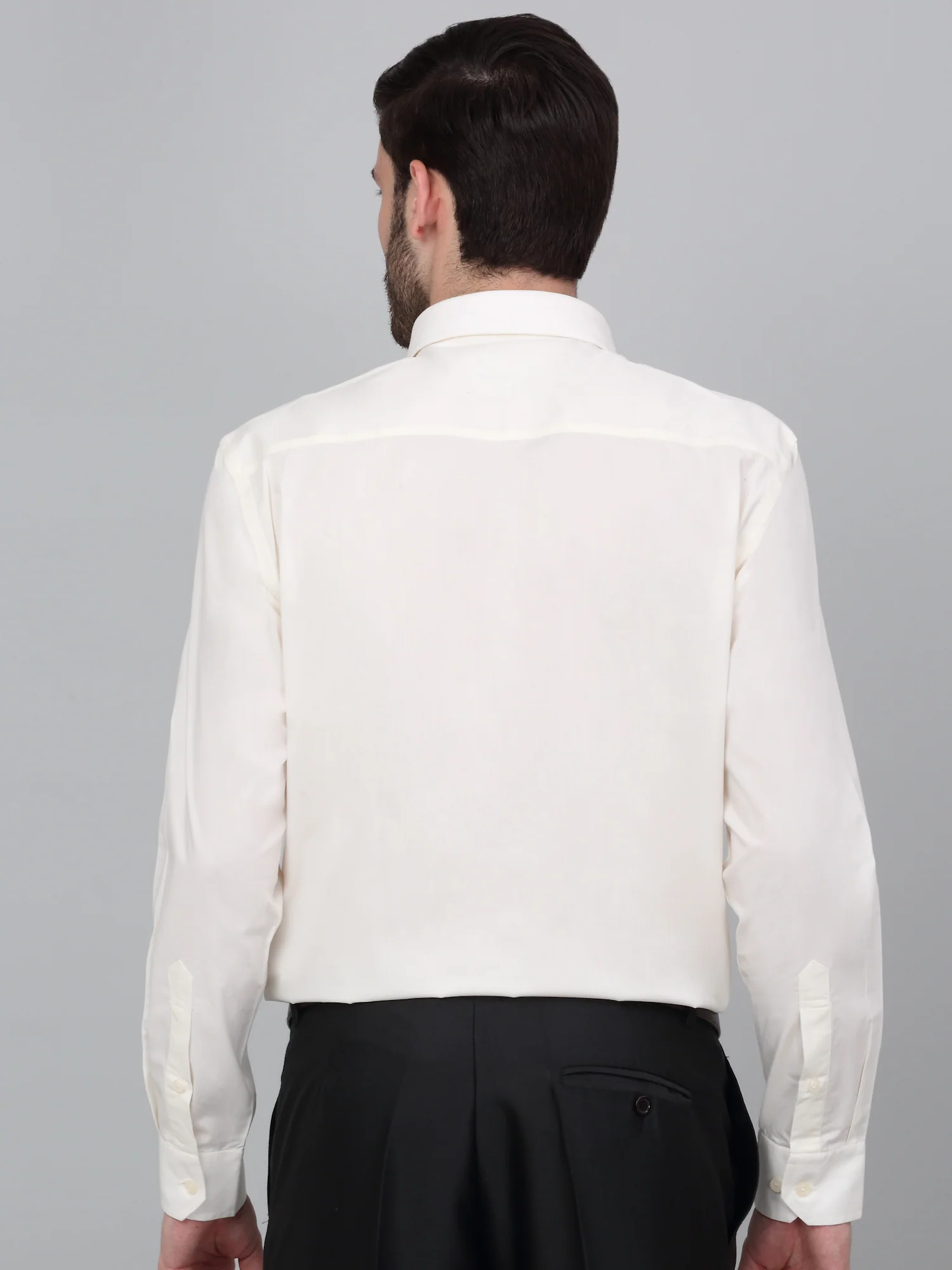 Men's Offwhite Formal Plain Full Sleeve Shirt - Image 2