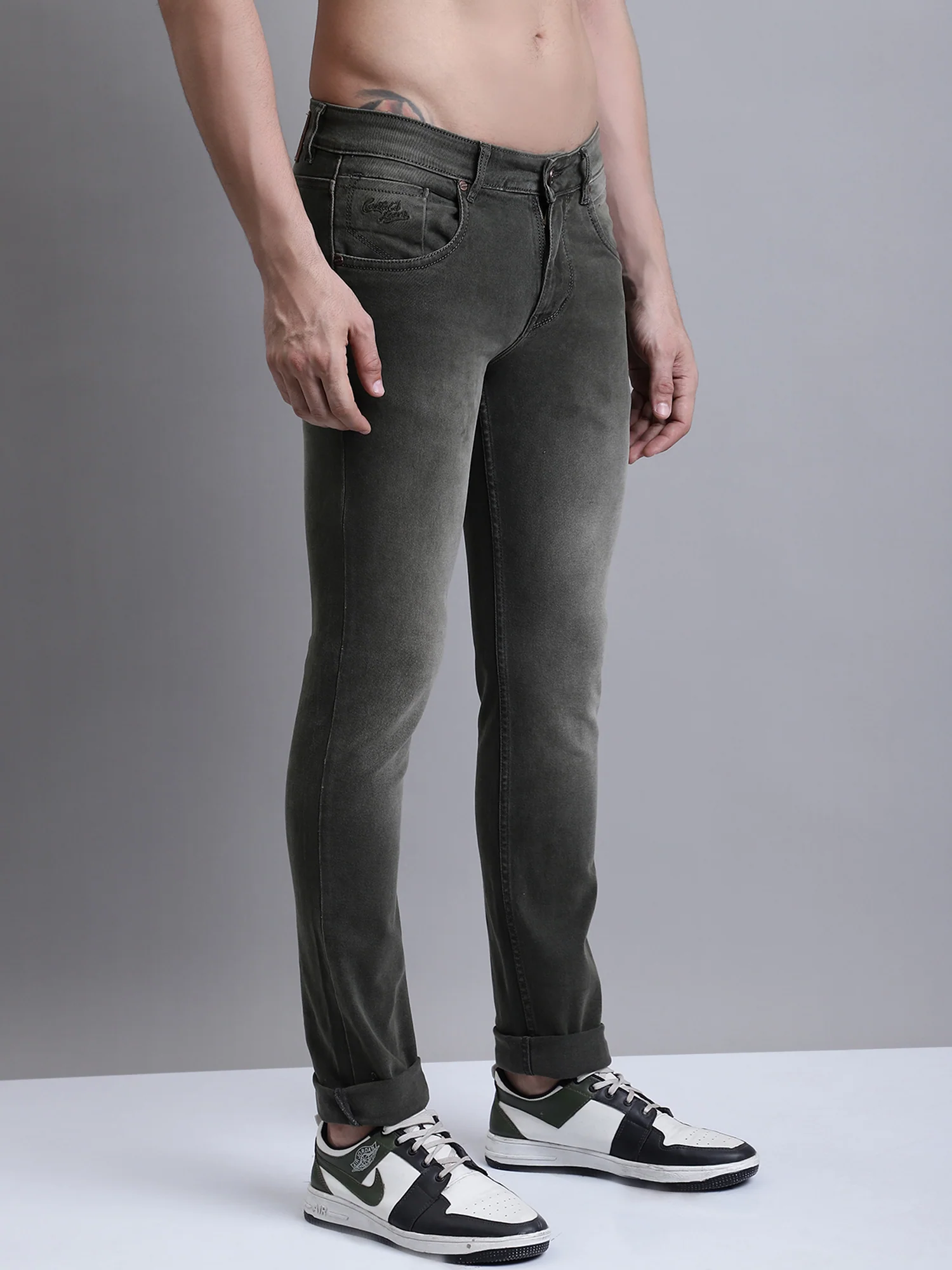 Denim Jeans for Men l Breathable & Soft with Color Fastness Ultra Narrow Fit Cotton Fabric Solid Pattern Button Closure - Image 3