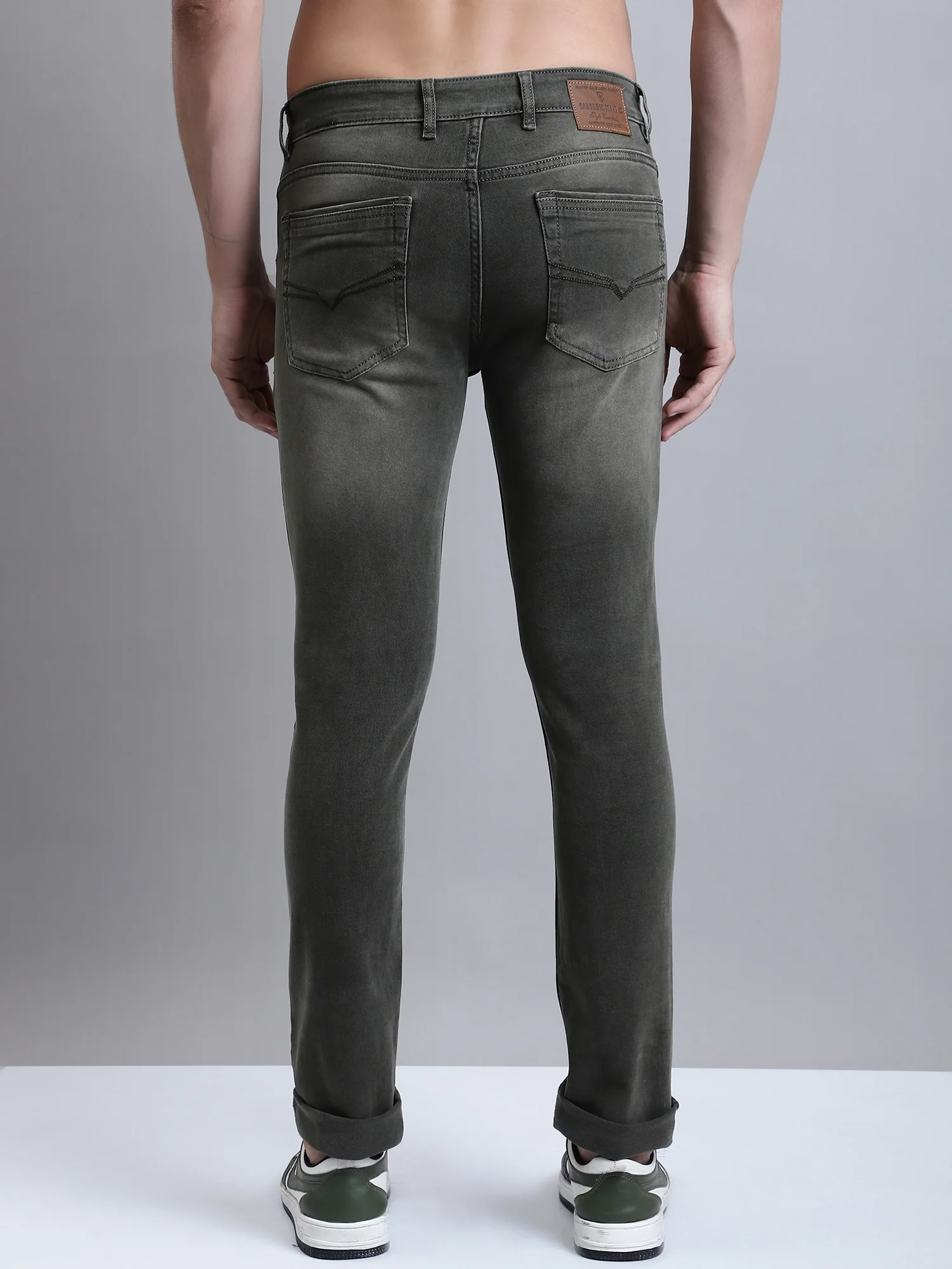 Denim Jeans for Men l Breathable & Soft with Color Fastness Ultra Narrow Fit Cotton Fabric Solid Pattern Button Closure - Image 4