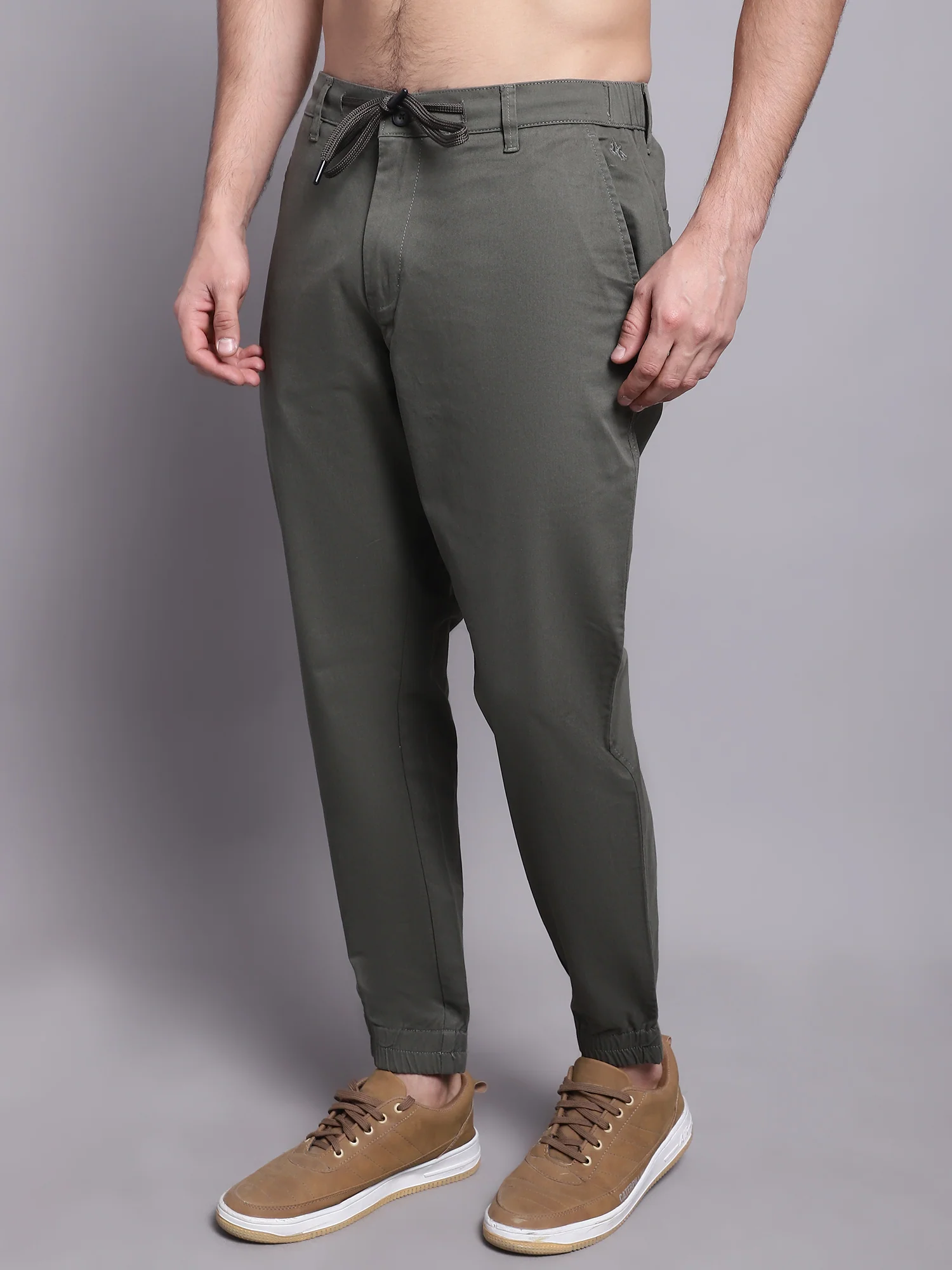 Men Olive Green Jogger - Image 3