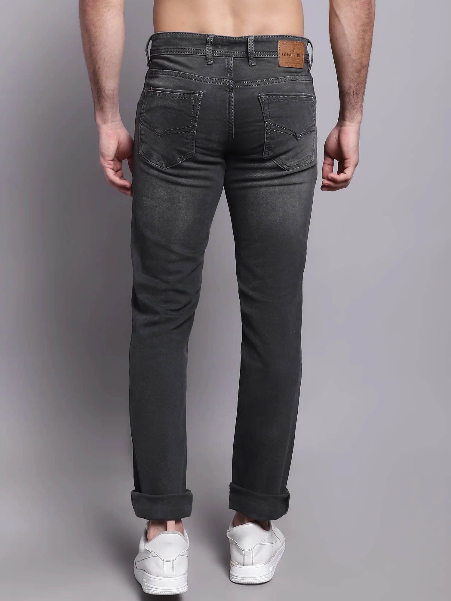 Denim Jeans for Men l Breathable & Soft with Color Fastness Ultra Narrow Fit Cotton Fabric Solid Pattern Button Closure - Image 2