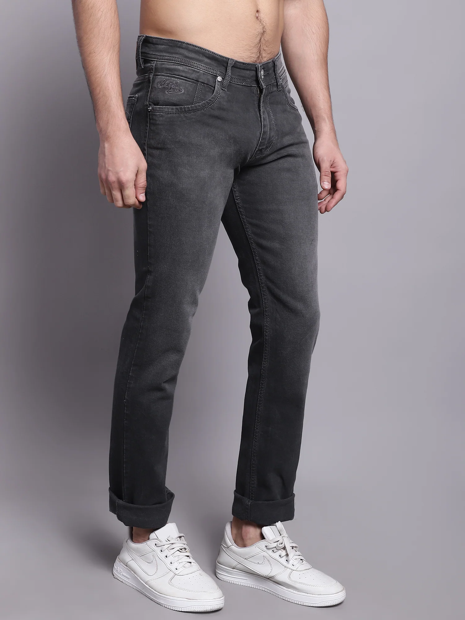 Denim Jeans for Men l Breathable & Soft with Color Fastness Ultra Narrow Fit Cotton Fabric Solid Pattern Button Closure - Image 4