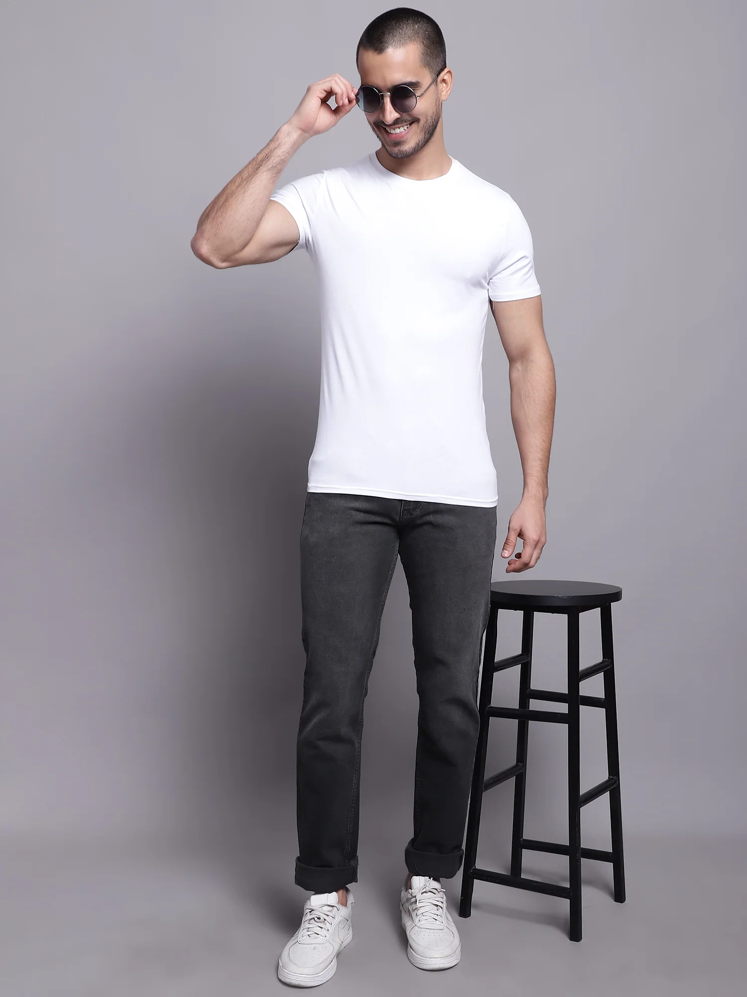 Denim Jeans for Men l Breathable & Soft with Color Fastness Ultra Narrow Fit Cotton Fabric Solid Pattern Button Closure - Image 5